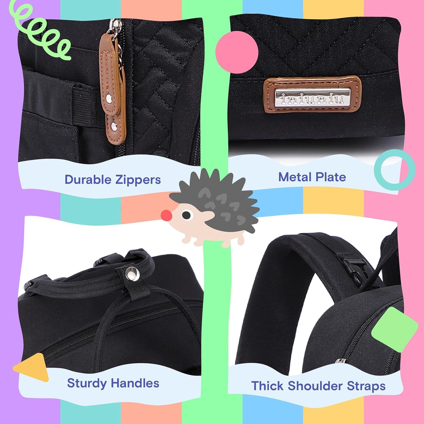 iniuniu Diaper Bag Backpack, 4 in 1 kit Large Unisex Baby Bags for Boys Girls, Waterproof Travel Back Pack with Diaper Pouch