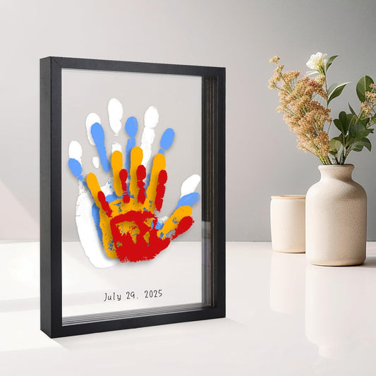 Family Handprint Kit - DIY Baby Handprint and Footprint Keepsake Frame for Newborns & Toddlers, 6 Colors