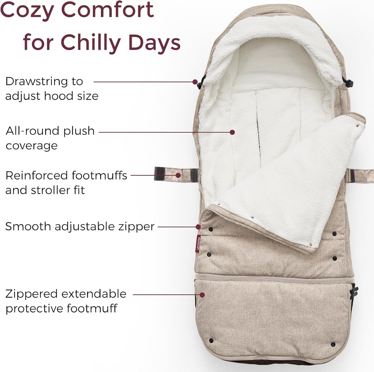 Momcozy Stroller Footmuff | Universal, Weather-Proof, Warm Stroller Bunting Bag | Extendable Winter Cover | Adjustable Buckle