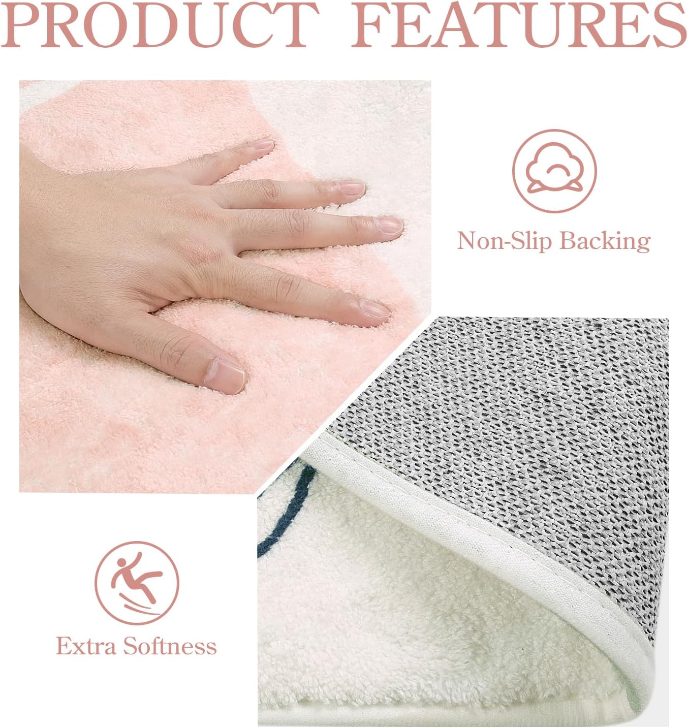 Lahome Washable Pink Area Rugs 9x12 Living Room Carpet Non-Slip Backing Ultra-Thin Extra Large Rug Lightweight Throw Non Shedding Dining Room Rug，Boho Botanical Print Rug for Bedroom Guest Room Home