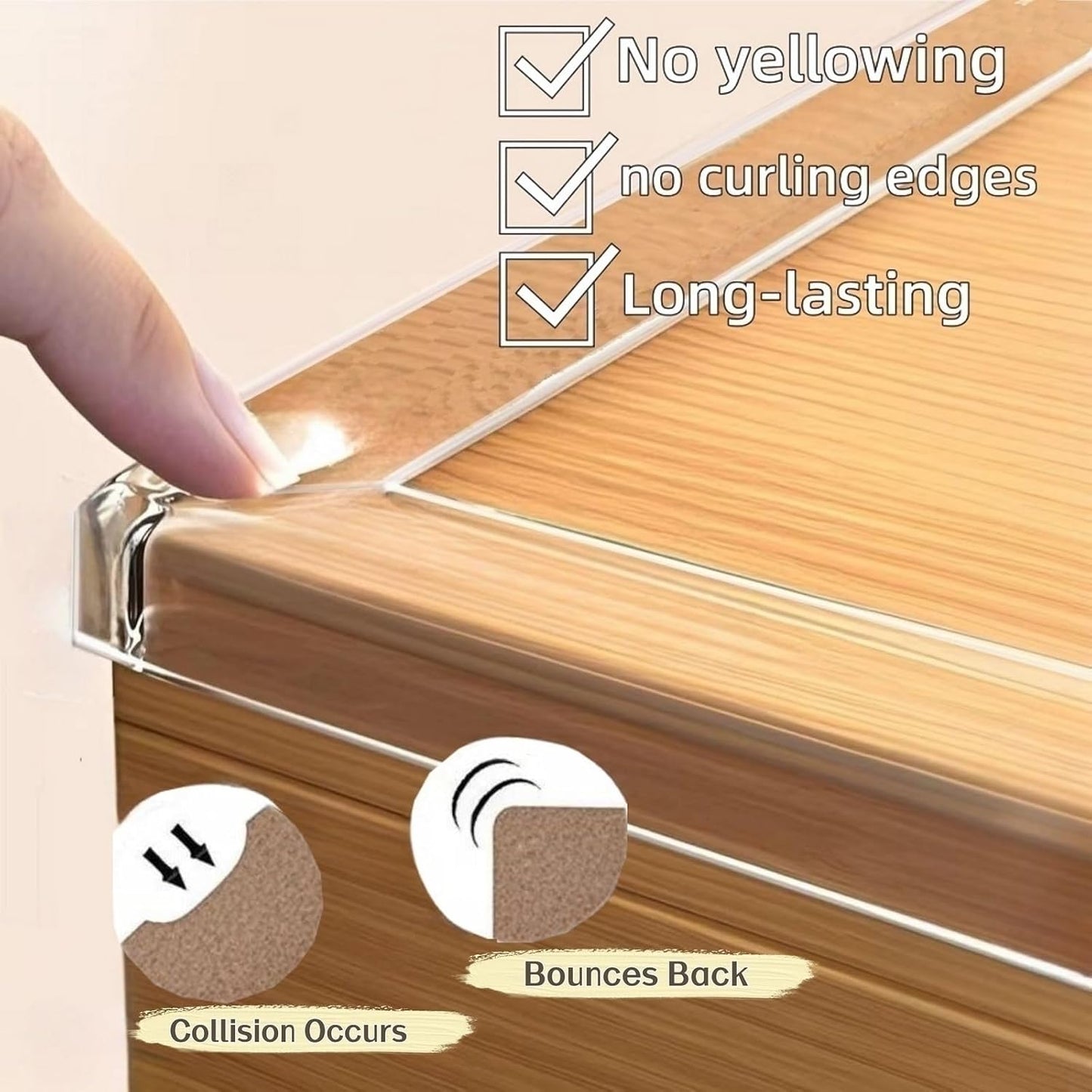 2roll Edge Protector Tape 1.18in Width x78.8in Length,Clear Edge Protector Strip Sharp Edge Wrap Cover Tape,Adhesive Edge Protector (3cmx2m,thk: 2mm)