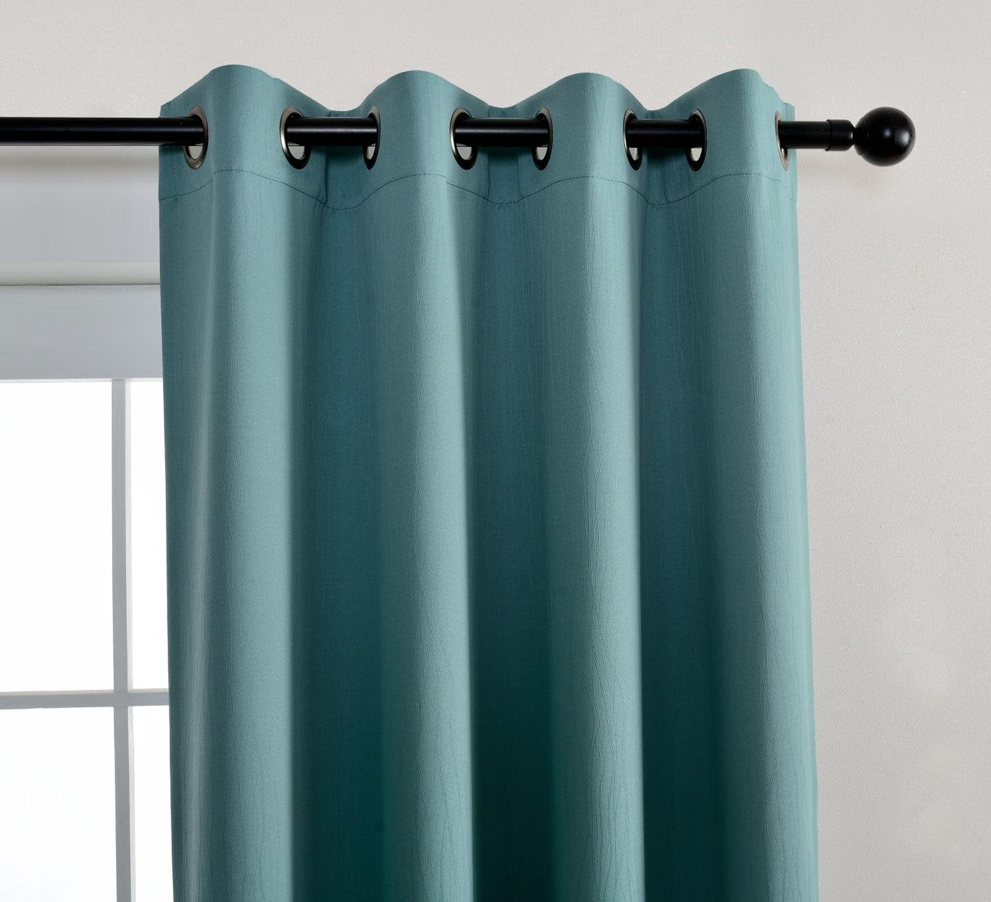 MIUCO Blackout Curtains Room Darkening Curtains Textured Grommet Window Curtains for Living Room 2 Panels 52x84 Inch Long Teal