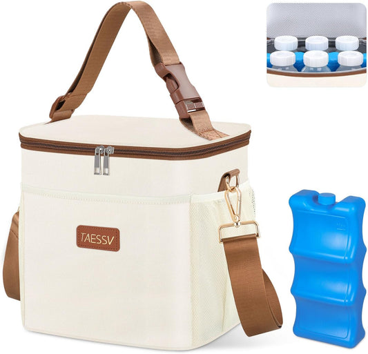 Breastmilk Cooler Bag with Ice Pack - Breast Milk Cooler Travel Bag Fits 6 Bottles Up to 11 Oz Insulated Baby Bottle Cooler Bag Breastmilk Storage Bag Cooler Perfect for Nursing Mom Daycare, Beige