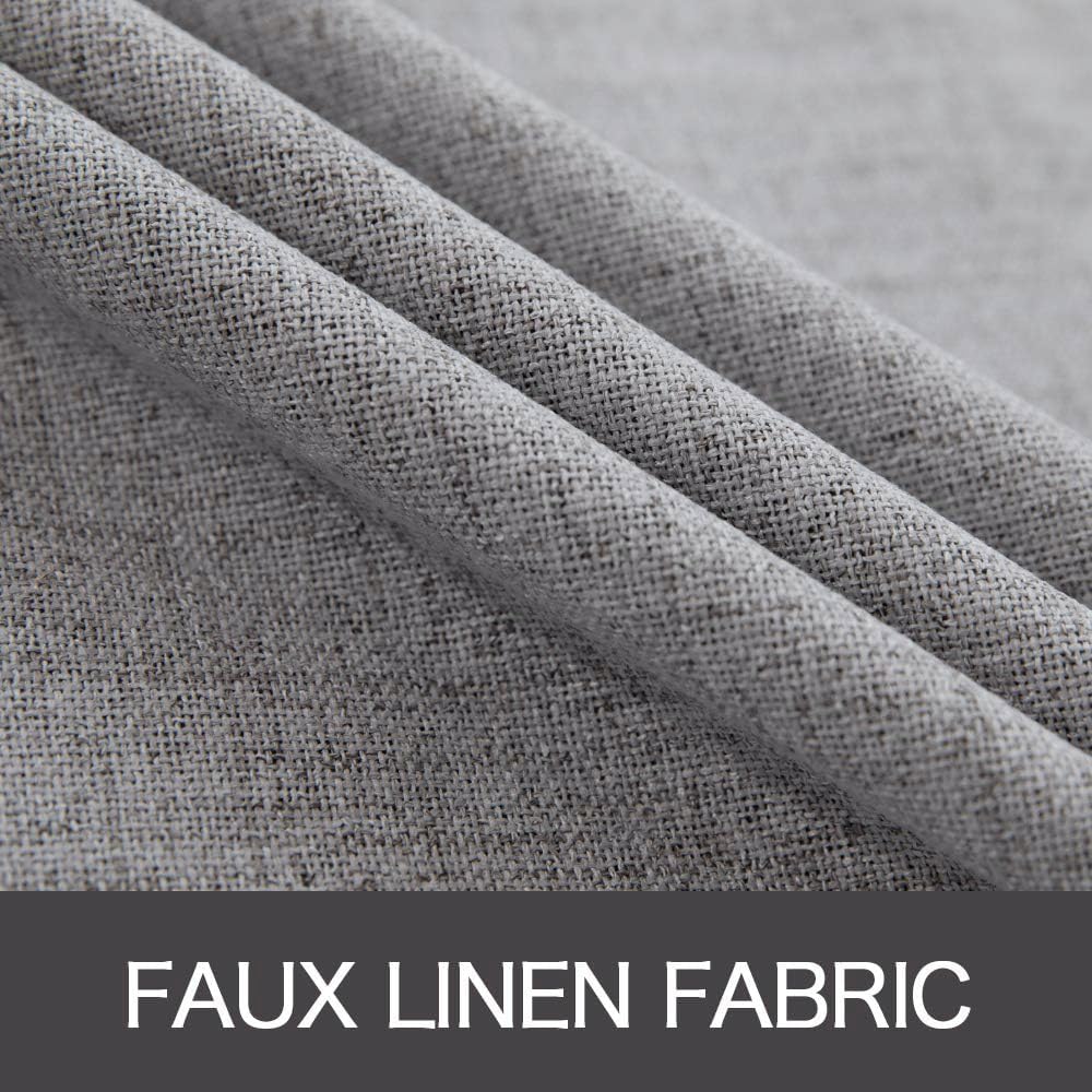 MIULEE Linen Texture Curtains for Bedroom Solid 100% Blackout Thermal Insulated Grey Curtains Grommet Room Darkening Curtains/Draperies Luxury Decor for Living Room Nursery 52x96 Inch (2 Panels)
