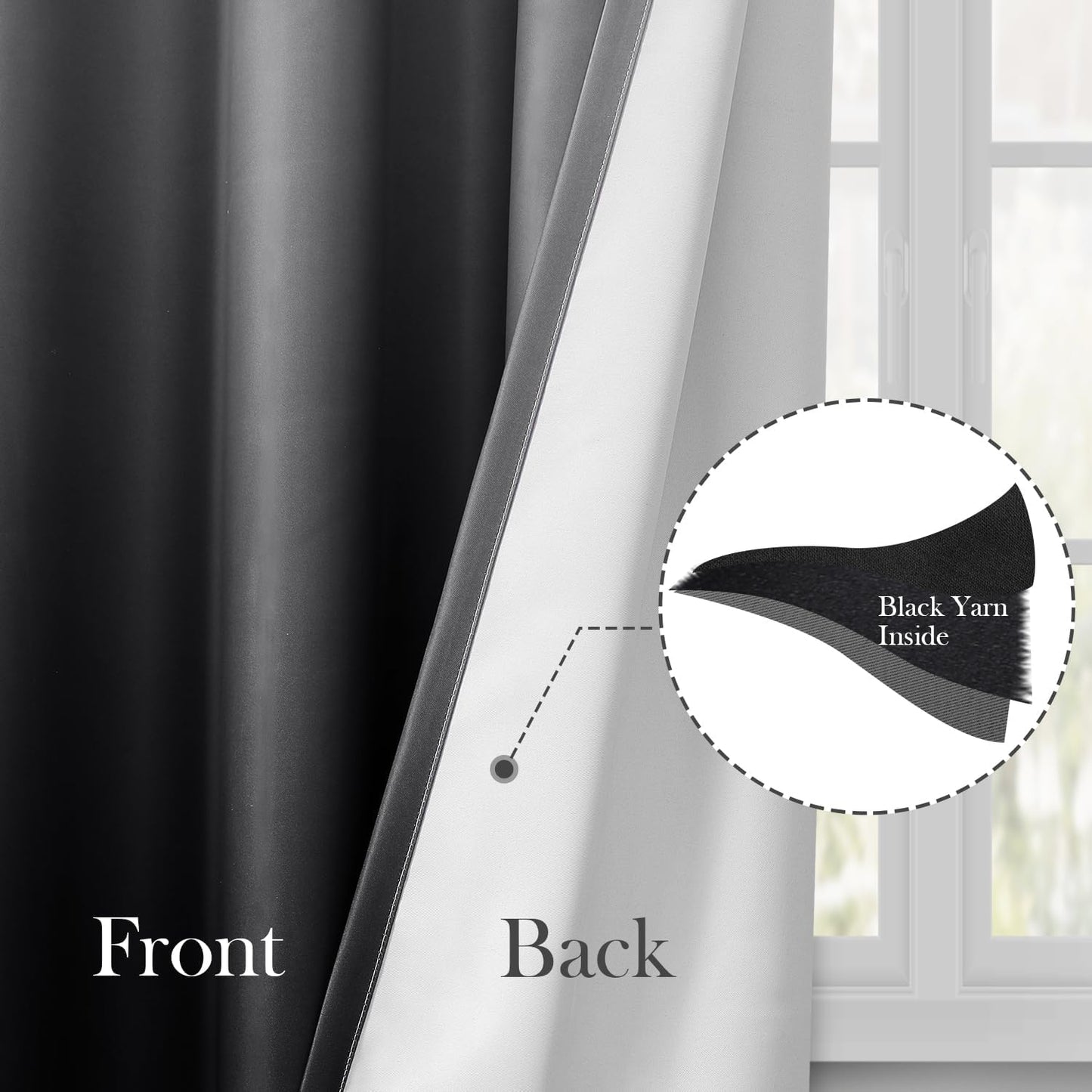 HOMEIDEAS Black Ombre Blackout Curtains 52 X 84 Inch Length Gradient Room Darkening Thermal Insulated Energy Saving Grommet 2 Panels Window Drapes for Living Room, Bedroom