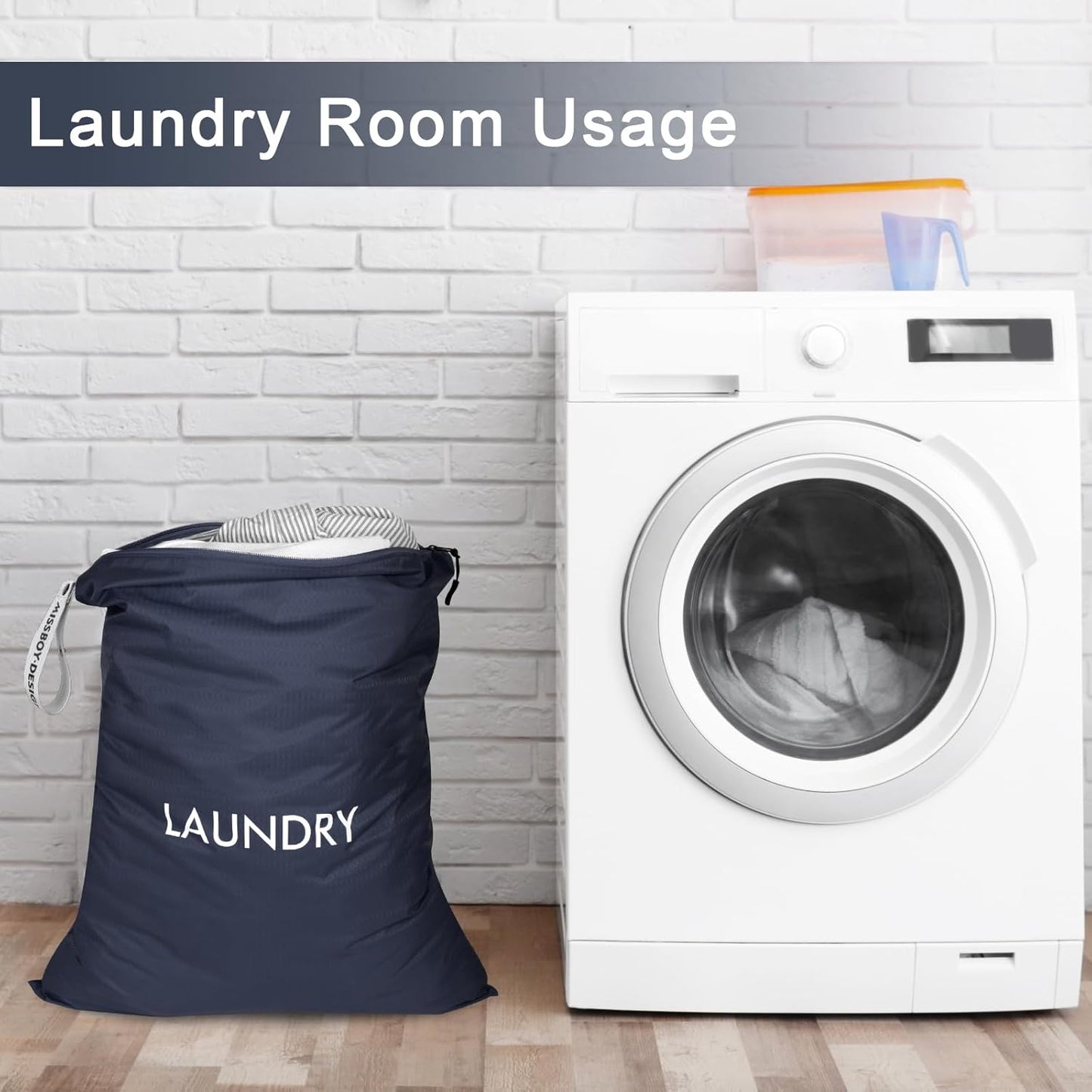 MissBoy 2 Pack Laundry Bags, Nylon Washable Wet Dry Bag, Travel Laundry Bags for Dirty Clothes, Dirty Clothes Organizer Bag for Home, College Dorm Laundromat