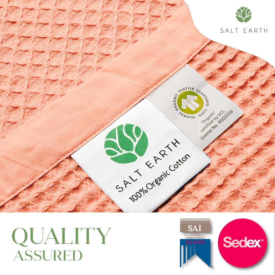 Salt Earth GOTS Certified 100% Organic Cotton Throw Blanket, 55" X 60" Waffle Blankets & Throws for Bed, Throw Blanket for Couch, Modern & Cozy Blanket, All Season, Comfy and Soft Blanket (Sun Bay)