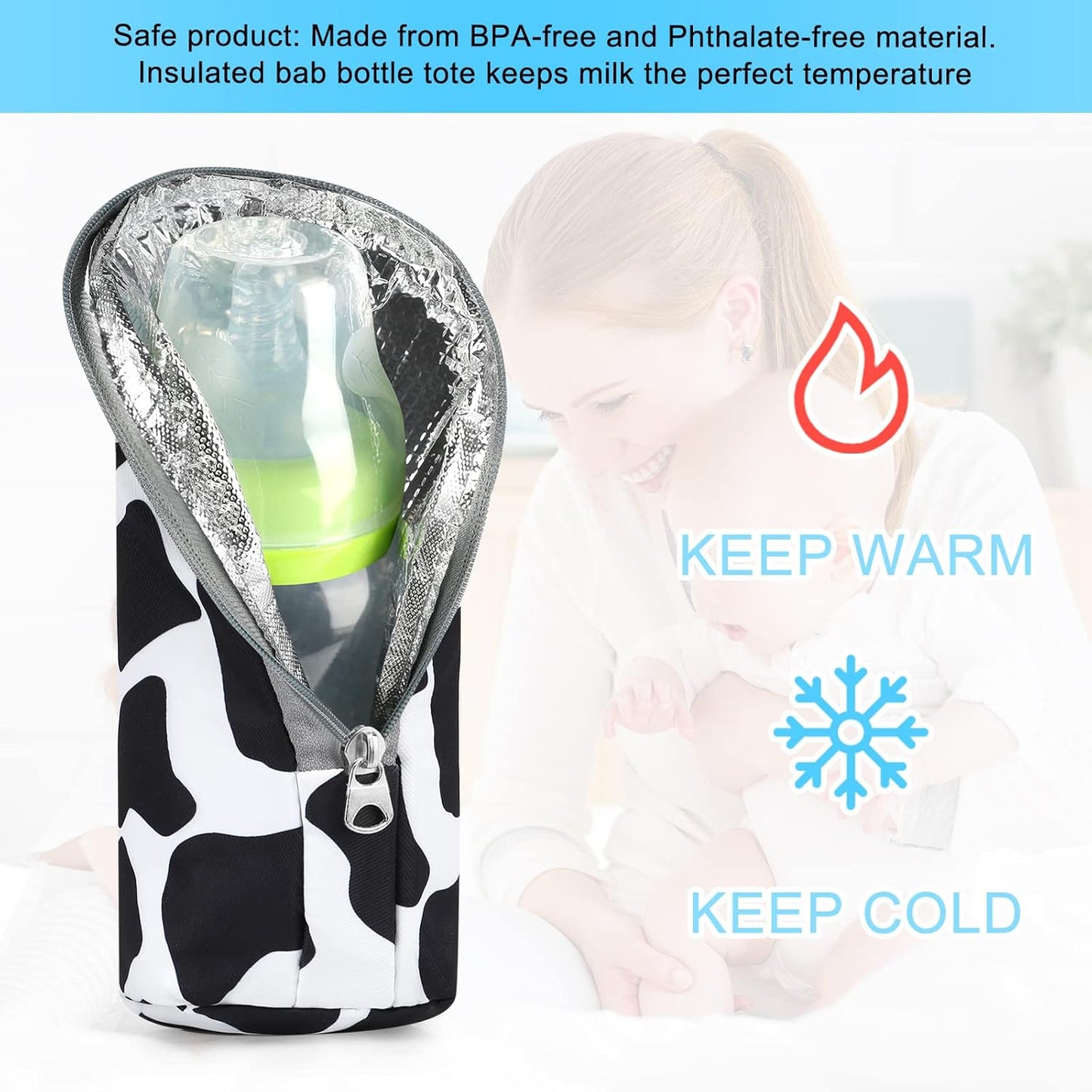 Accmor Baby Bottle Cooler Tote Bags, Insulated Breastmilk Cooler Bag, Nursing Bottle Warmer Bag for Nursing Mom Daycare Travel