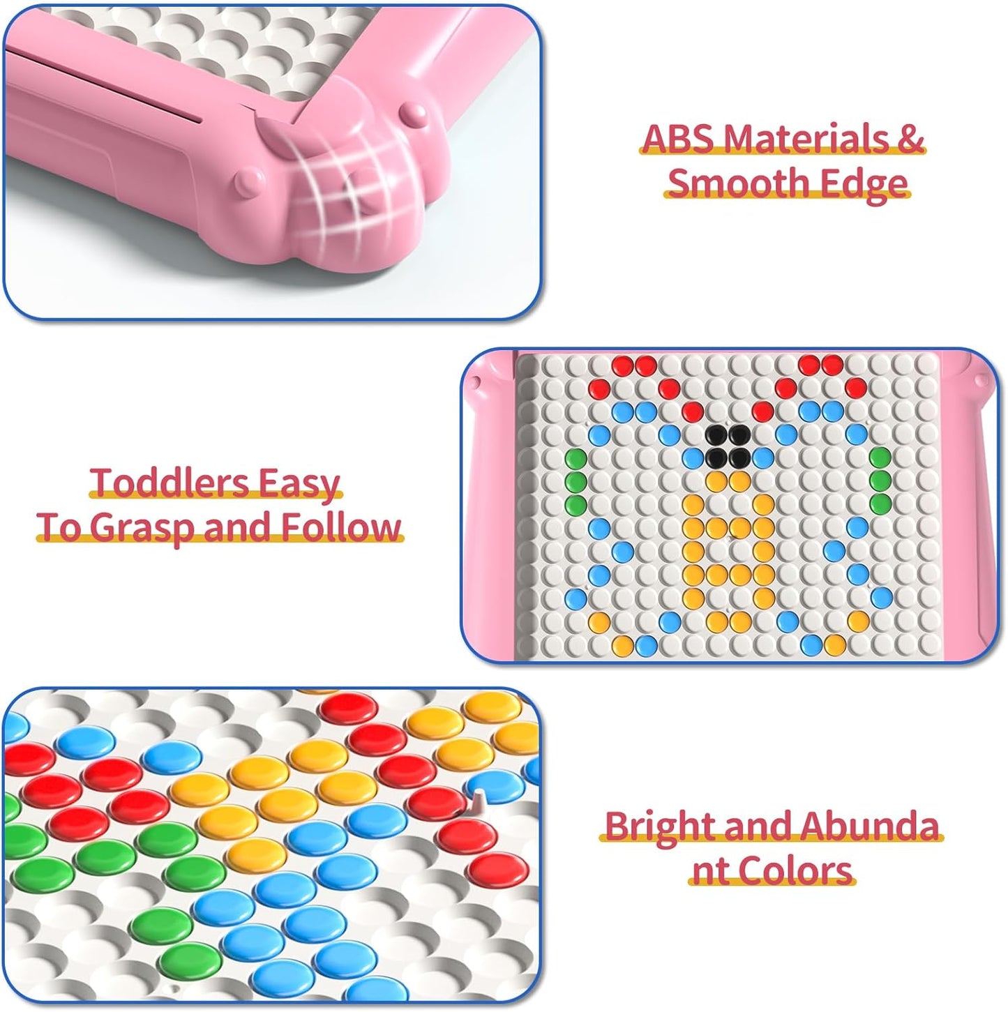 2-IN-1 Large Magnetic Drawing Board for Toddlers Kids, Magnetic Color and Number Maze, Magnetic Dot Art Board for Kids, Montessori Education Travel Toys for Boys Girls Age 3 4 5 6 7 8 Years Old