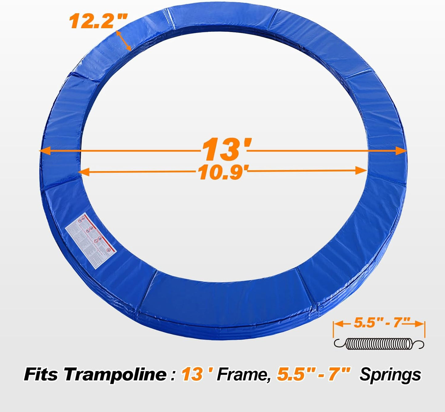 ExacMe Trampoline Pad Replacement 16 15 14 13 12 10 8 Foot, Waterproof Safety Spring Cover Round Frame Pad, No Hole for Pole