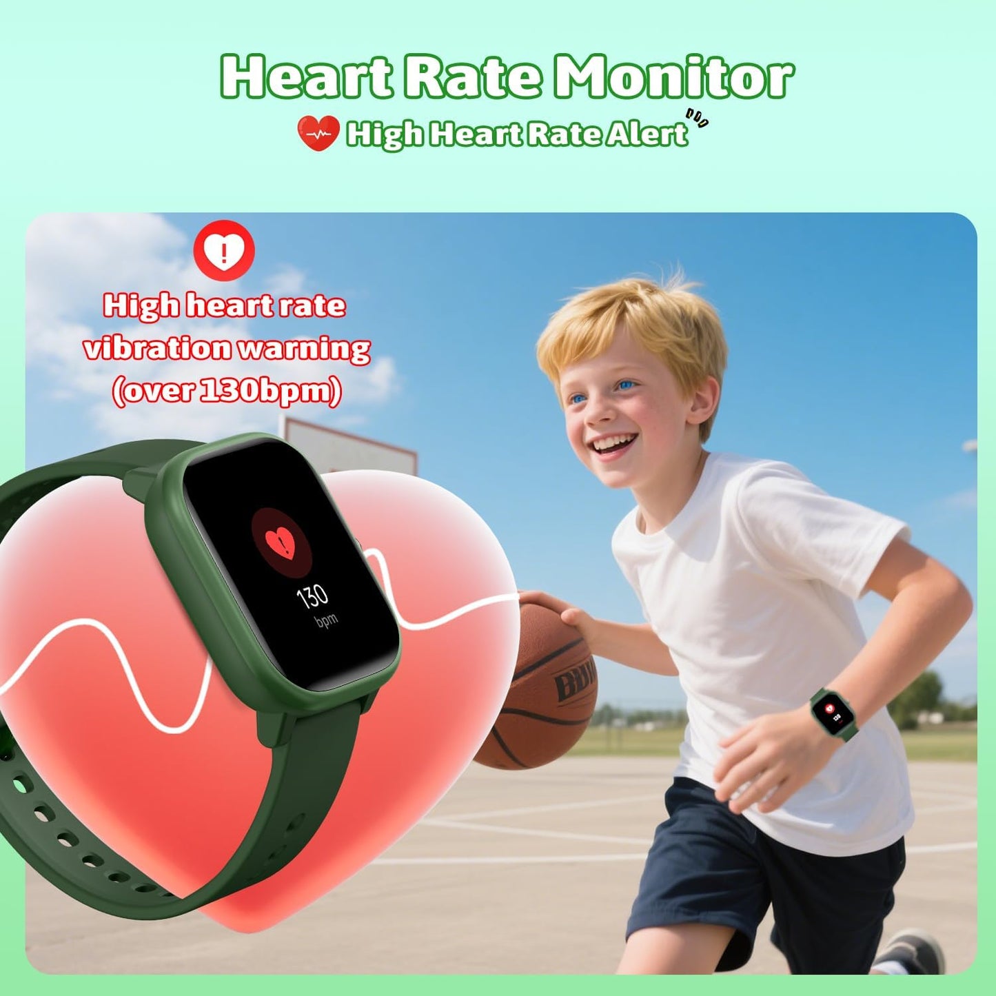 Smart Watch for Kids Girls Boys No APP/Phone Needed, 1.8" IP68 Waterproof Sport Kids Watch Pedometer, Heart Rate, Sleep Monitor, Step Counter, 12 Puzzle Games for Girls Boys Teens 6-16