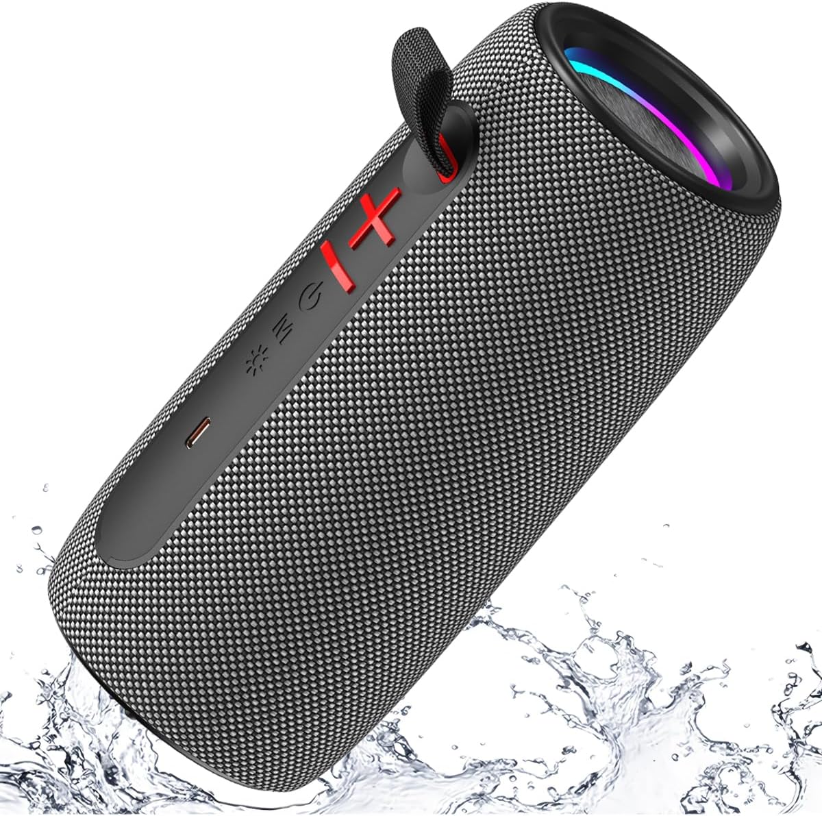 Portable Wireless Bluetooth Speaker: IPX6 Waterproof Audio,fm Radio,Loud USB/TF/AUX Play,LEDlights,TWS interconnected Stereo,Outdoor/Travel/Camping/Riding/Family/Party/Celebration