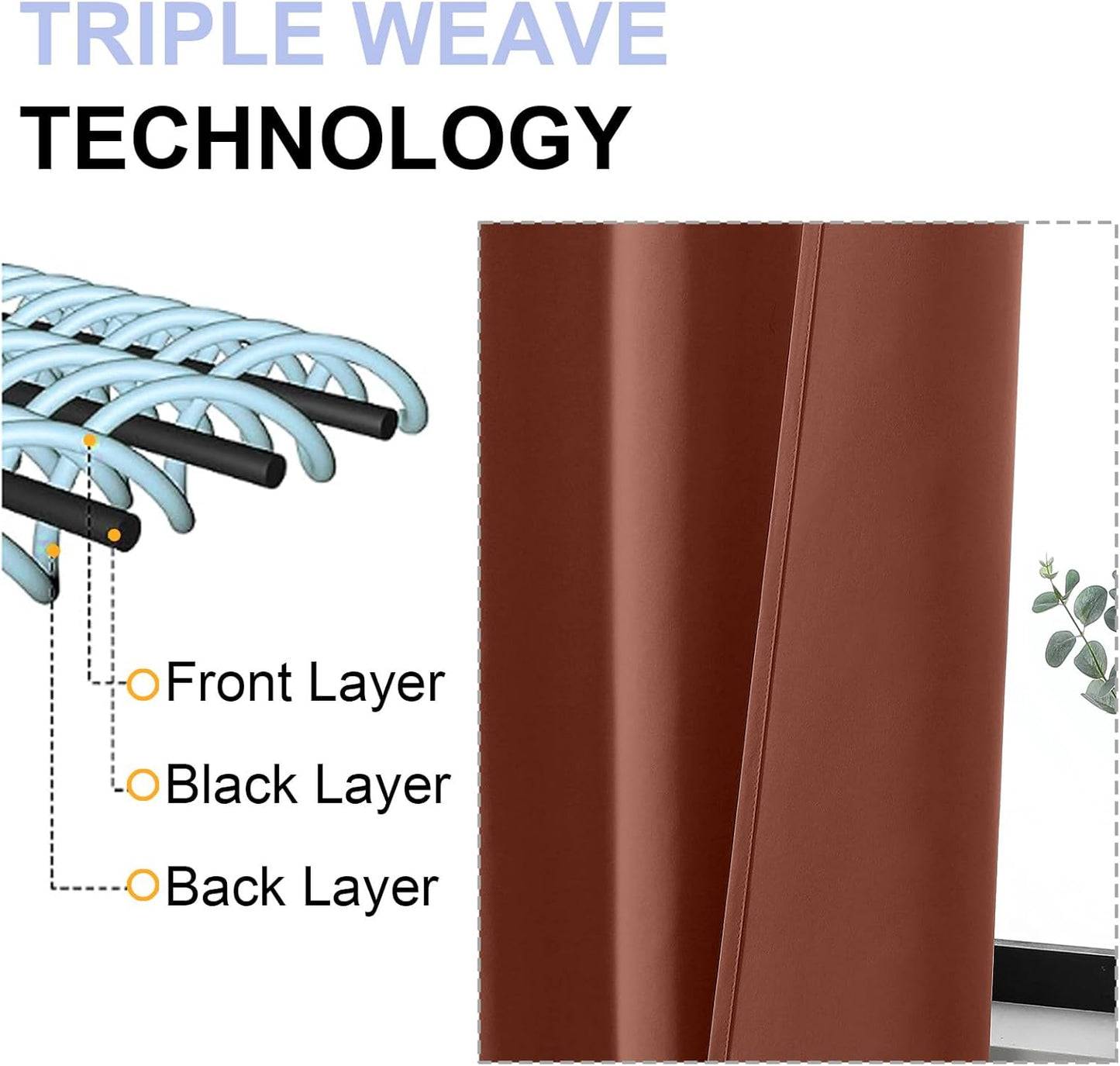 Simplebrand Ava Terracotta Blackout Curtains for Bedroom 63 Inch Length 2 Panels, Solid Thermal Insulated Energy Saving Rod Pocket Window Treatment Curtains Blackout Drapes, W40 x L63 Inch, Terracotta