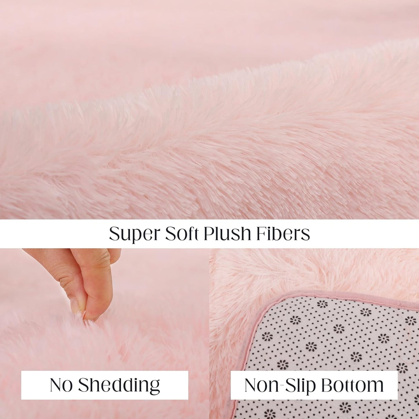 Soft 5x7 Pink Rug, Fluffy Area Rugs for Living Room, Plush Area Rugs for Bedroom, Non-Slip Indoor Carpet for Nursery, Study Room, Kids Room, Room Decor