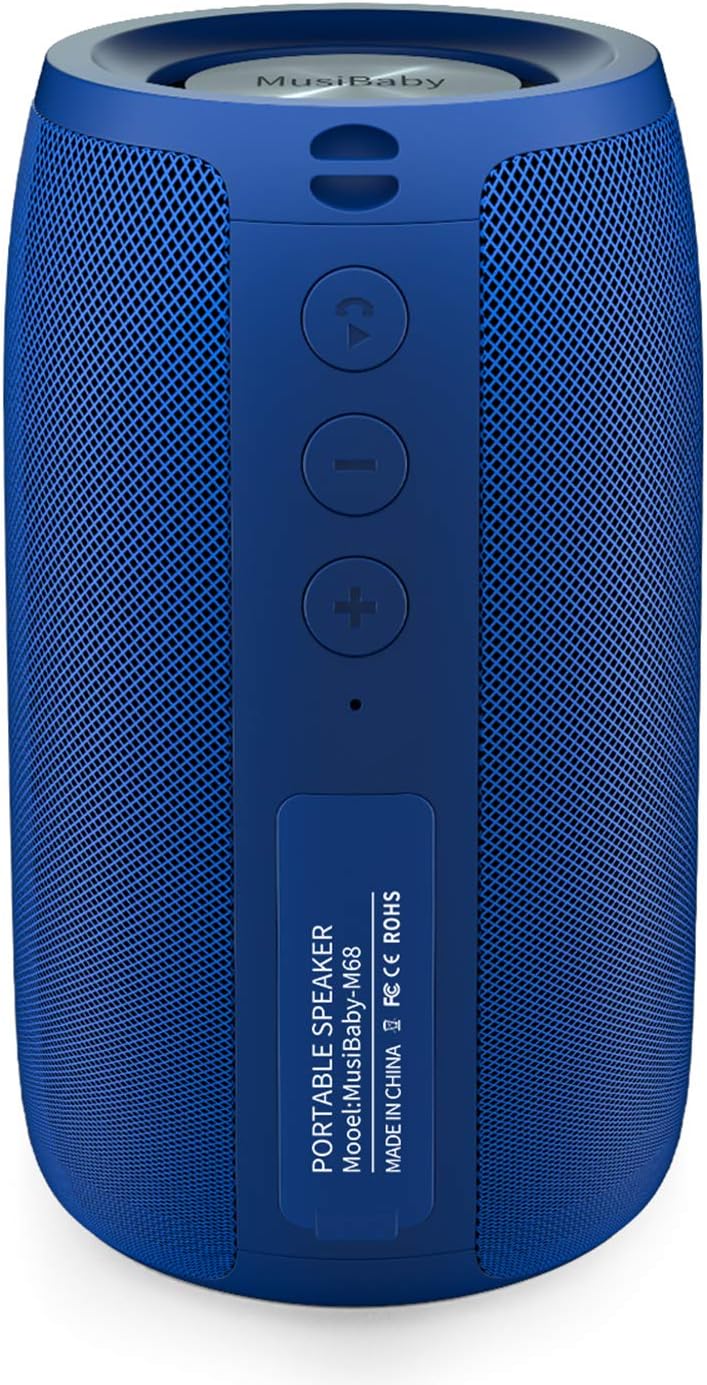 Bluetooth Speaker,MusiBaby Wireless,Waterproof,Outdoor,Portable Speaker,Dual Pairing,Loud Stereo,Booming Bass,24H Playtime Wireless Speakers for Home,iPhone,Party,Gifts(Blue)