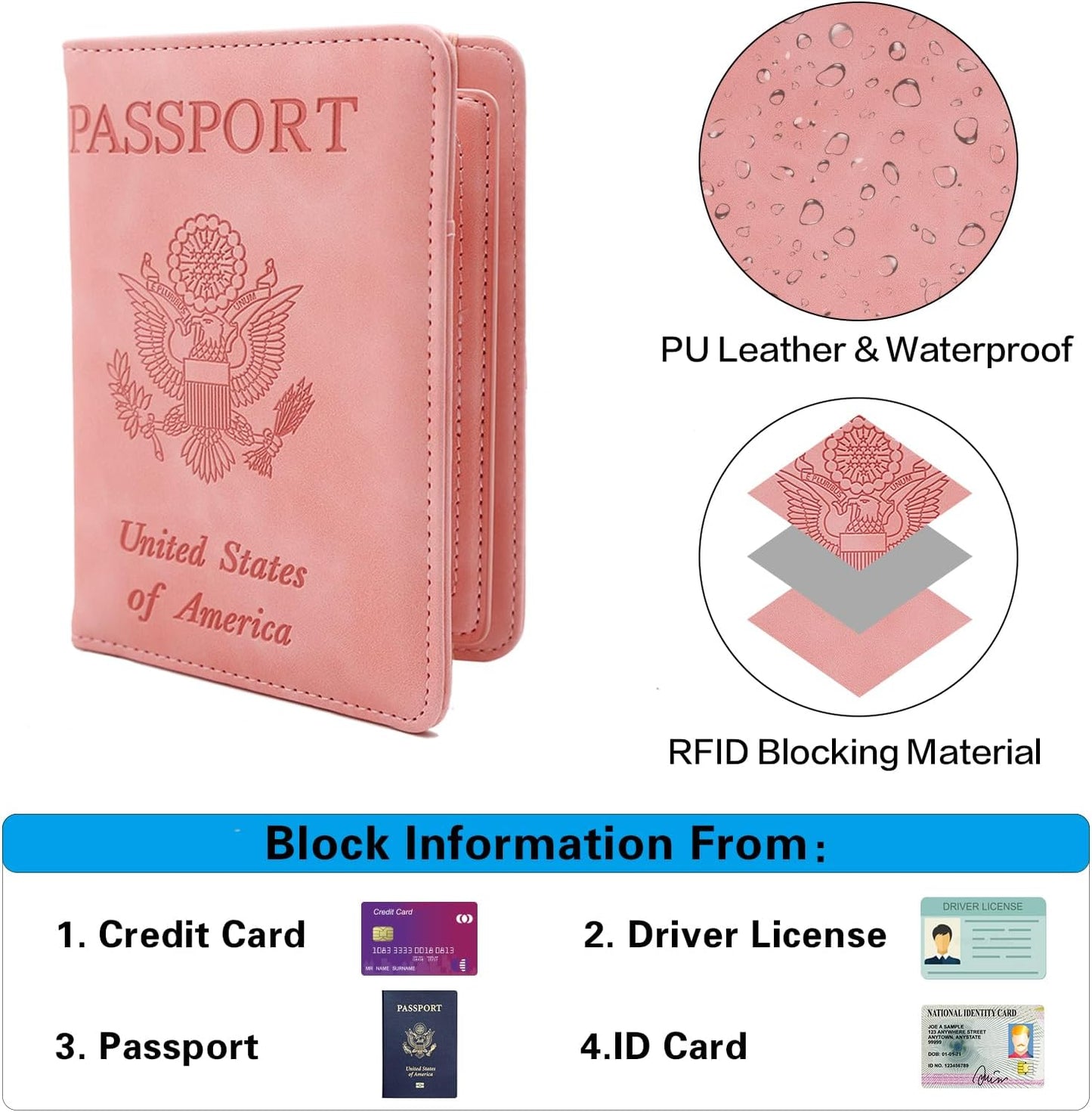 Melsbrinna Rfid Passport Holder for Travel women/Men, Cute Passport Wallet Rfid Blocking Card Slots, Rfid Passport Cover/CaseTravel Wallet, Passport Book Holder (1, Pink3)