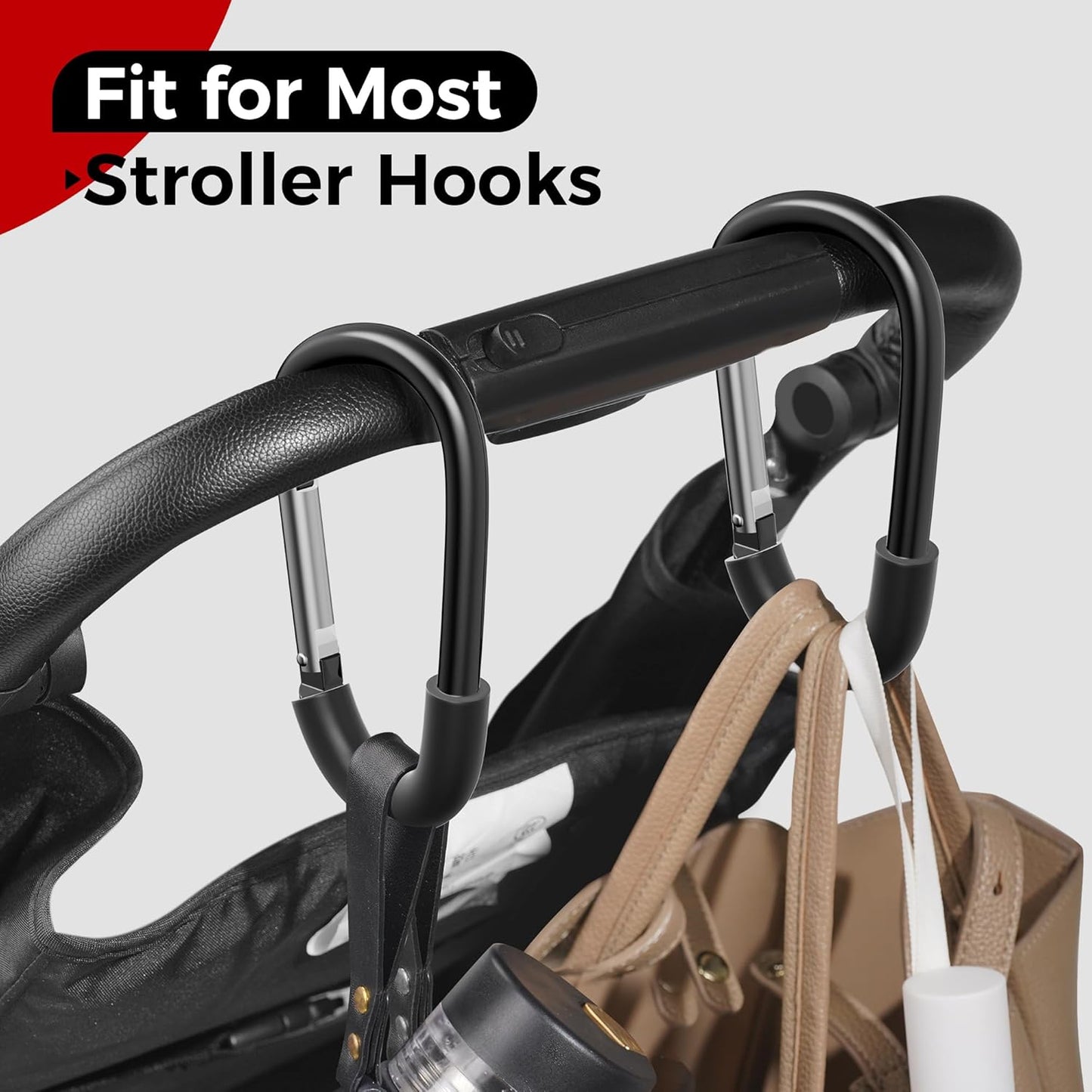 SURDOCA Stroller Hooks, 2Pcs Large Stroller Hooks for Bags, Universal Stroller Clips and Hooks, Mommy Hook for Stroller Heavy Duty, Stroller Accessories for Mom
