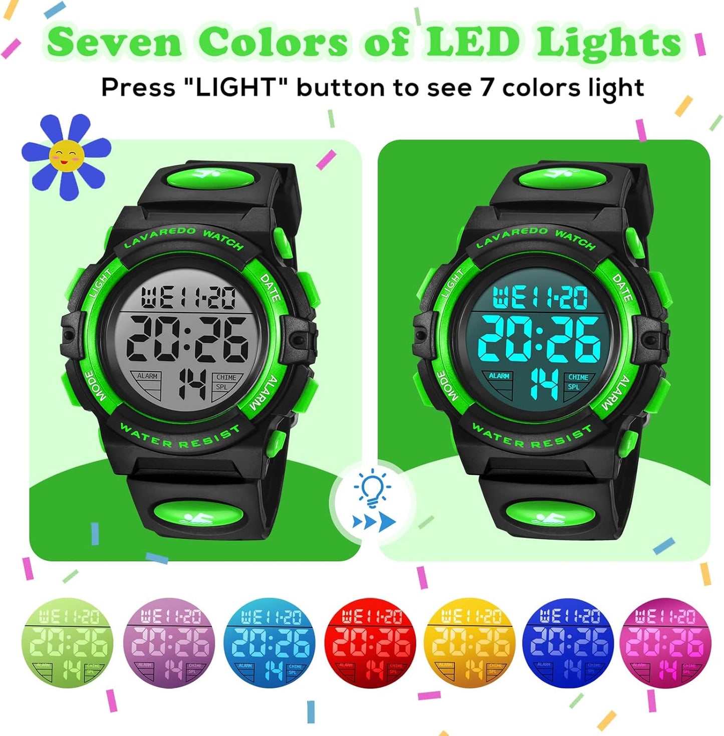 Kids Watch,Boys Watch for 3-15 Year Old Boys,Digital Sport Outdoor Multifunctional Chronograph LED 50 M Waterproof Alarm Calendar Analog Watch for Children with Silicone Band,Kids Gift