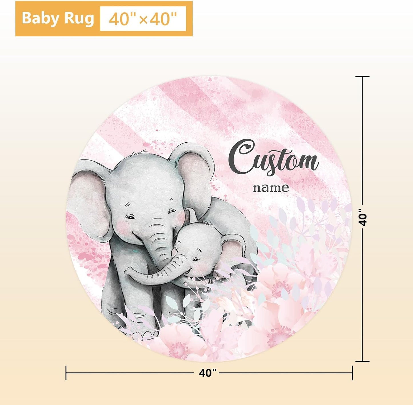 Personalized Baby Bedding Set, 5 Pcs Custom Baby Crib Sets with Name, Toddler Bedding Set for Baby Girls, Pink Elephants Double Layer Nursery Bedding Set, Customized Gifts for Infants Kids
