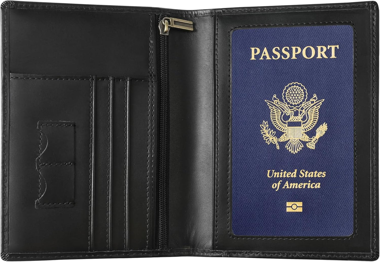 Ringsun Leather Passport Cover for Men Women, RFID Passport Wallet Case Travel Passport Holder for Family