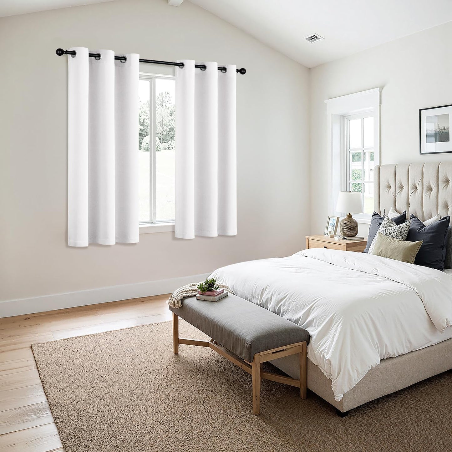 MIULEE Pure White Room Darkening Curtains - Grommet Top Bedroom Window Treatment Curtains Thermal Insulated Drapes for Living Room Kitchen Light Blocking Drapery, 40 x 54 Inches Long, 2 Panels