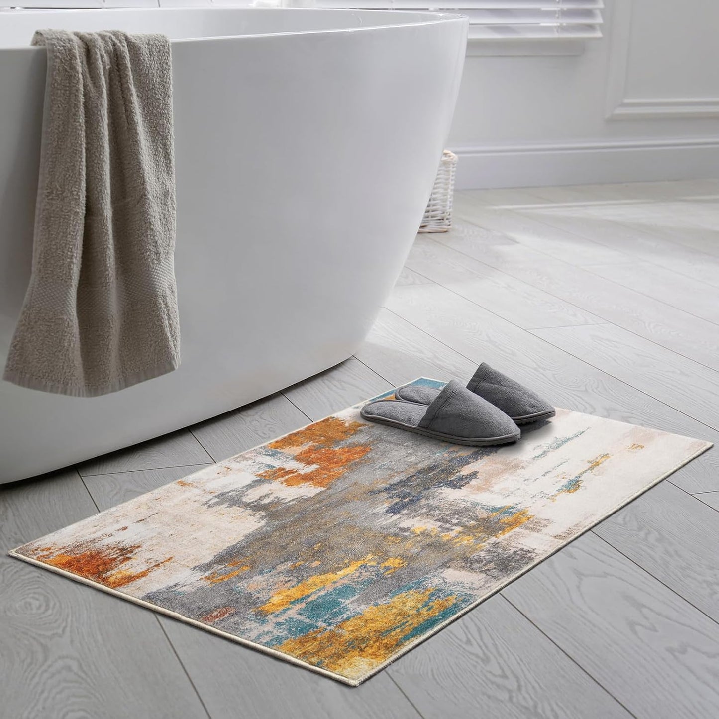 Entrance Rug 2x3 Indoor Door Mats for Entryway Modern Abstract Washable Rugs Grey Rug Non Slip Throw Rugs for Bedroom, Kitchen, Front Door Entryway