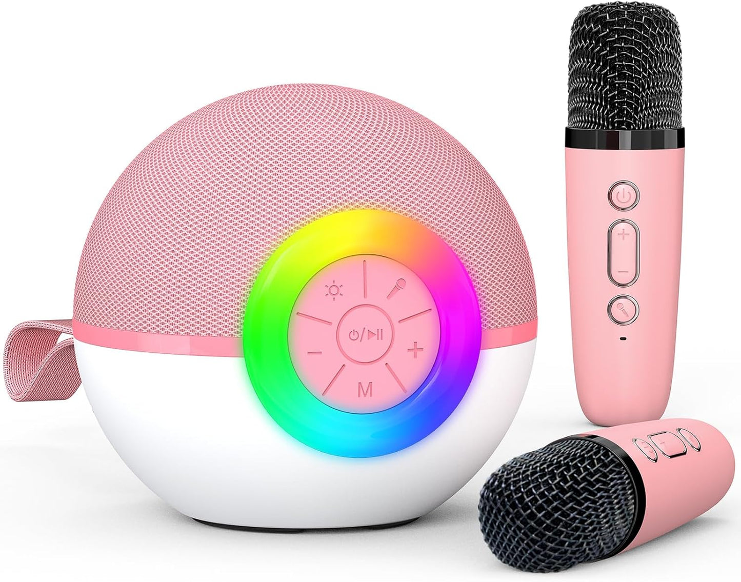 Karaoke Microphone Machine Toys for Kids Adults, Mini Portable Bluetooth Speaker with 2 Wireless Mics, Christmas Birthday Gifts for Boys Girls Ages 3 4 5 6 7 8 9 10 11 12+ Year (Pink)