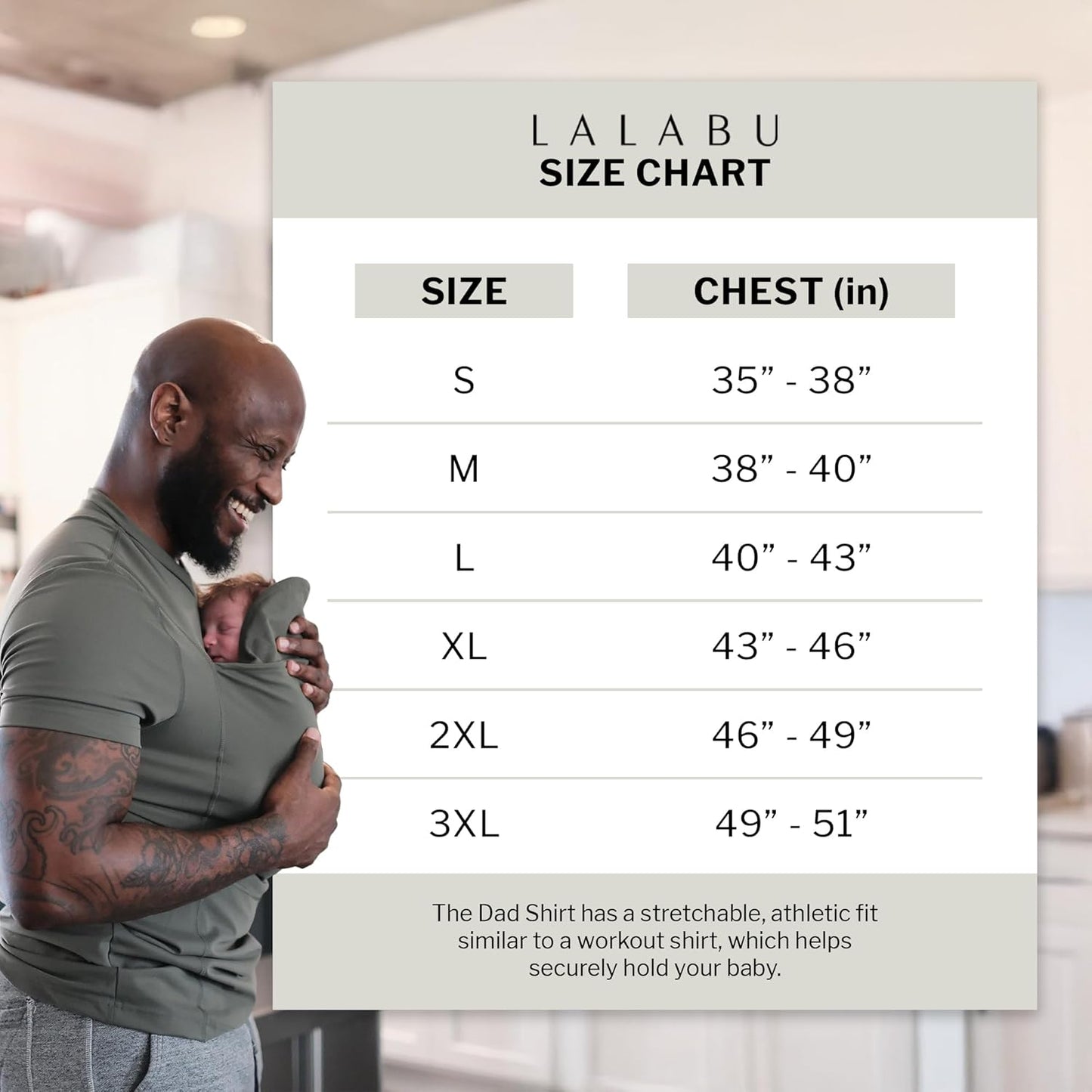 Lalabu The Dad Shirt | Hands-Free Baby Carrier for Dad with Kangaroo Pouch | Engineered for Bonding, Safety, & Comfort for Newborns Up to 15 Lbs. | CPSC Compliant
