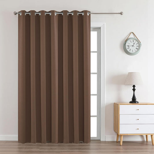 Joydeco Brown Custom Solid Single Blackout Curtain for Bedroom and Living Room, Grommet Thermal Insulated Room Darkening Curtain 1 Panel (Custom Size,Brown)