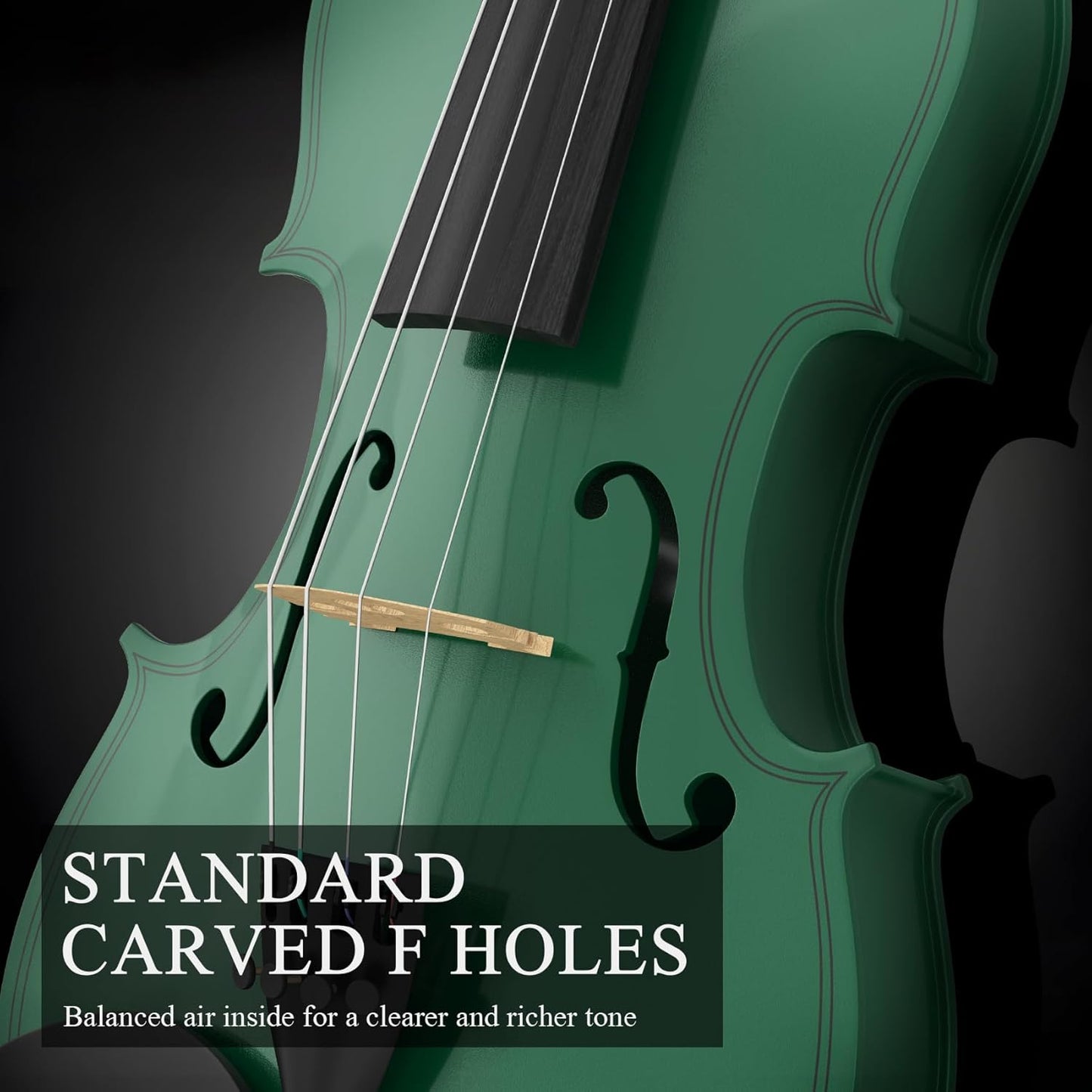 4/4 Beginner Violin Kit for Adults, Complete Full Size Violin Set with Portable Case, Bow, Rosin, Green