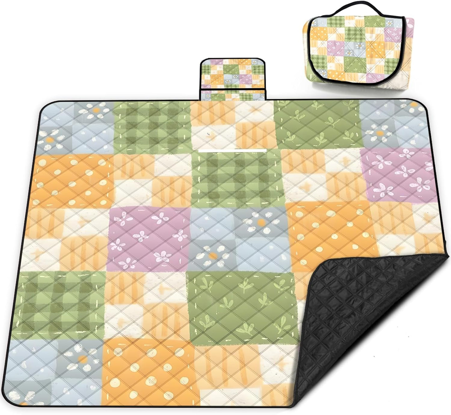 Extra Large Picnic Blanket Waterproof,80"x 80"Foldable Machine Washable Beach Blanket,Outdoor Blanket for 6-8 Adults,Suitable for Indoor Crawling,Park Beach,Camping,Hiking,Family Travel(Colorful)