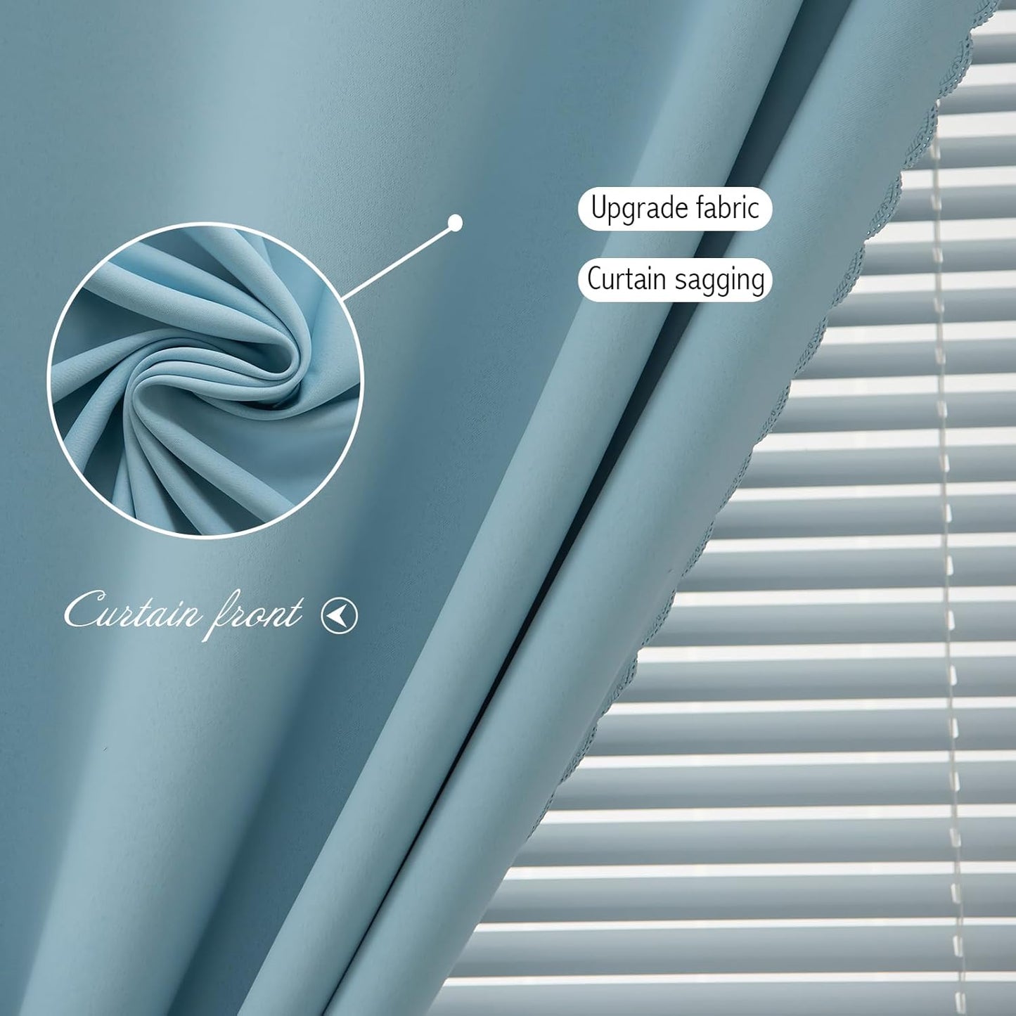 Self Adhesive Curtains, Black Out Shade for Window, Blackout Fabric Temporary Window Coverings Easy to Hang Curtains No Rod Needed, Use for Bedroom, Room, Kitchen, 59" W X 84" L, Lake Blue, 1 Panel