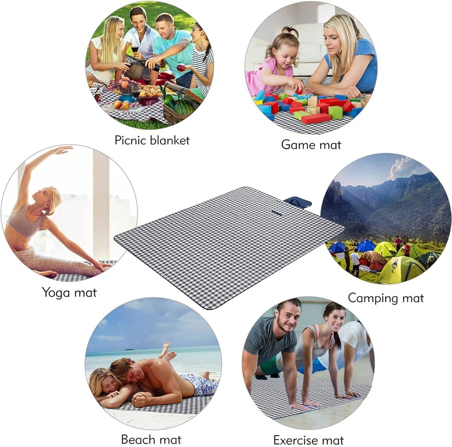 Beach Blanket Extra Large Picnic Mat Sand Free Waterproof Camping Blanket Easy Fold Carry Portable Travel Blanket Play Mat for Outdoor Indoor Hiking Festival BBQ Park Grass Lawn