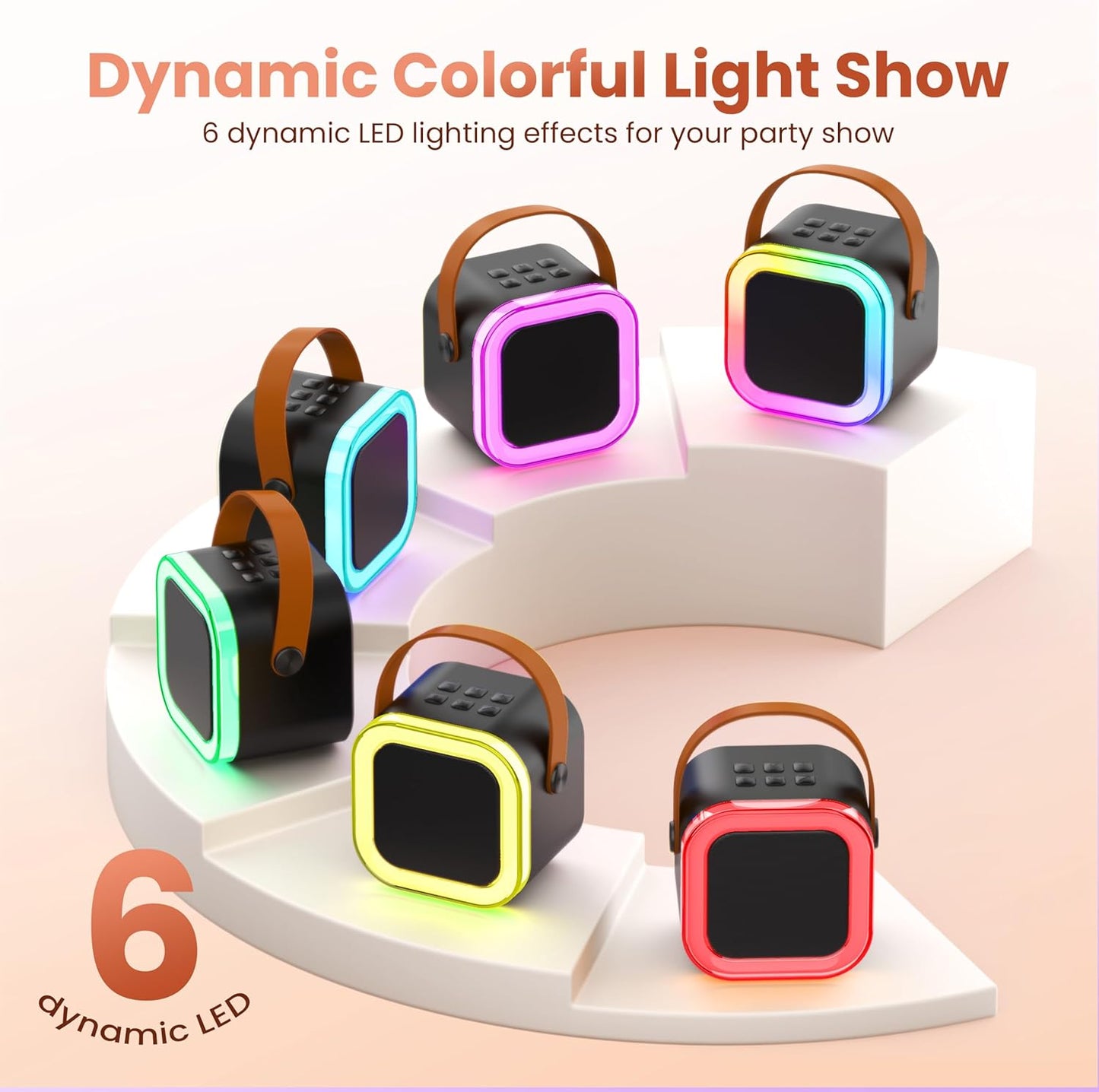 Karaoke Machine for Kids Adults, Portable Bluetooth Mini Karaoke Microphone Singing Speaker with 2 Wireless Mic and Light, for All Smartphones,Birthday, Family,Home Party (Black)