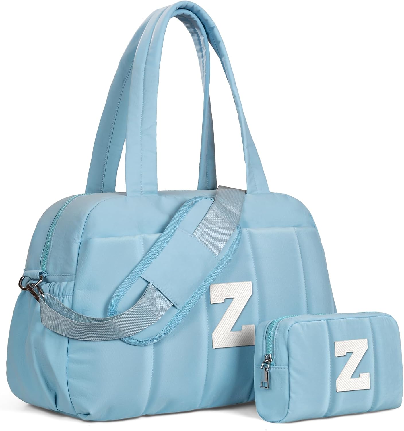 Duffle Bag, Weekender Bags for Girl，Gift for Everyone-Initial Overnight Bag with Wet Pocket，Lightweight Dance Bags Personalized Gymnastics bag with Makeup Pouch