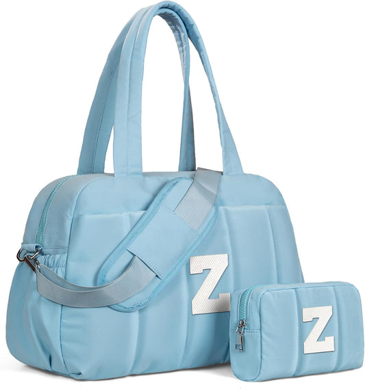 Duffle Bag, Weekender Bags for Girl，Gift for Everyone-Initial Overnight Bag with Wet Pocket，Lightweight Dance Bags Personalized Gymnastics bag with Makeup Pouch