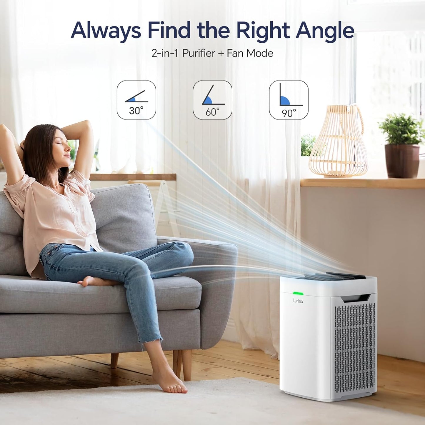 Air Purifiers for Home Large Room Up to 2600 Ft², Double-Sided HEPA Air Purifier with Washable Pre-filter, Fan Mode, Smart WiFi, PM 2.5 Air Quality Monitor, for Pets Hair, Dust, Pollen, Smoke