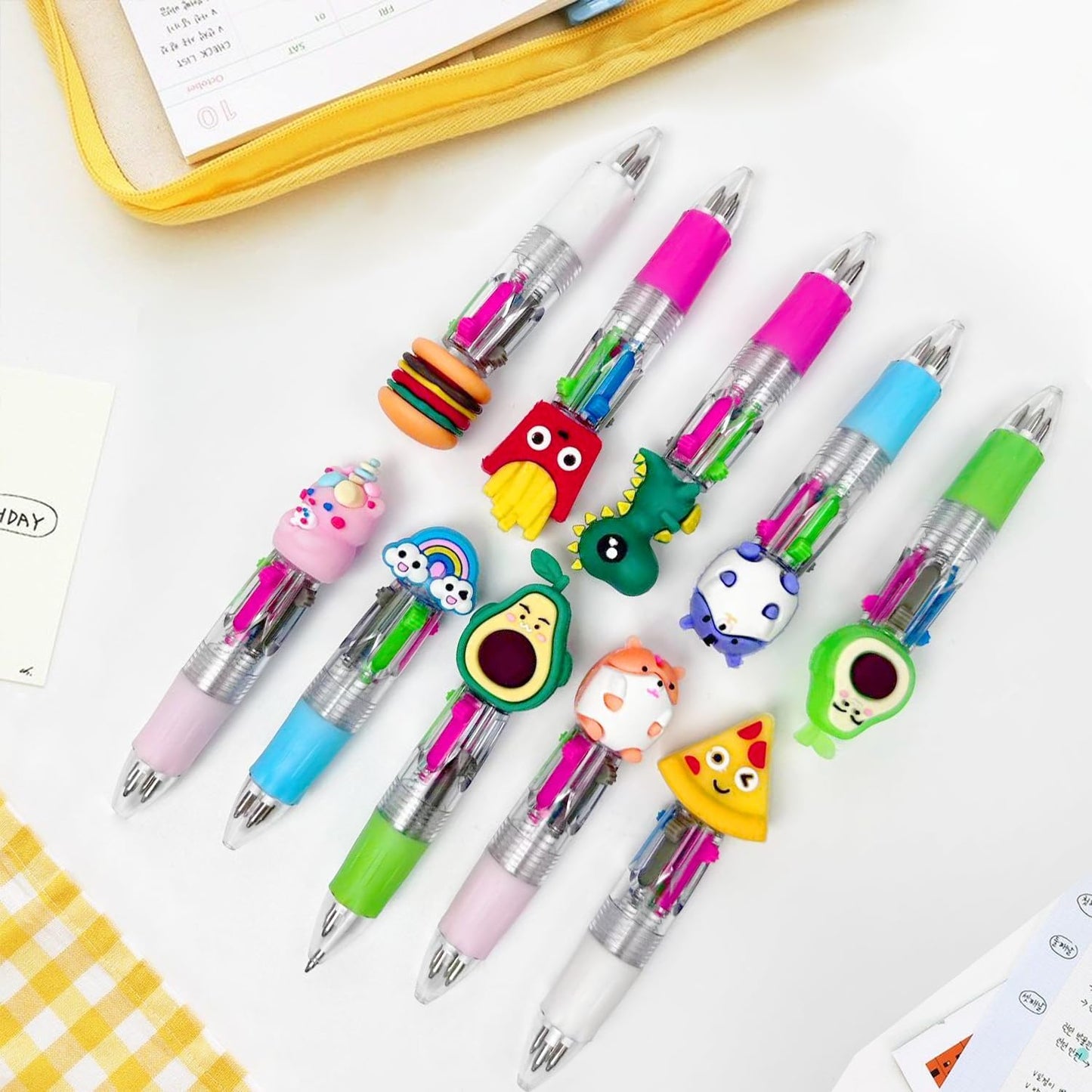 30 Pcs Multicolor Ballpoint Pens, 4-in-1 Cute Multicolored Retractable Animal Ballpoint Pens for Gifts Birthday Prize Supplies