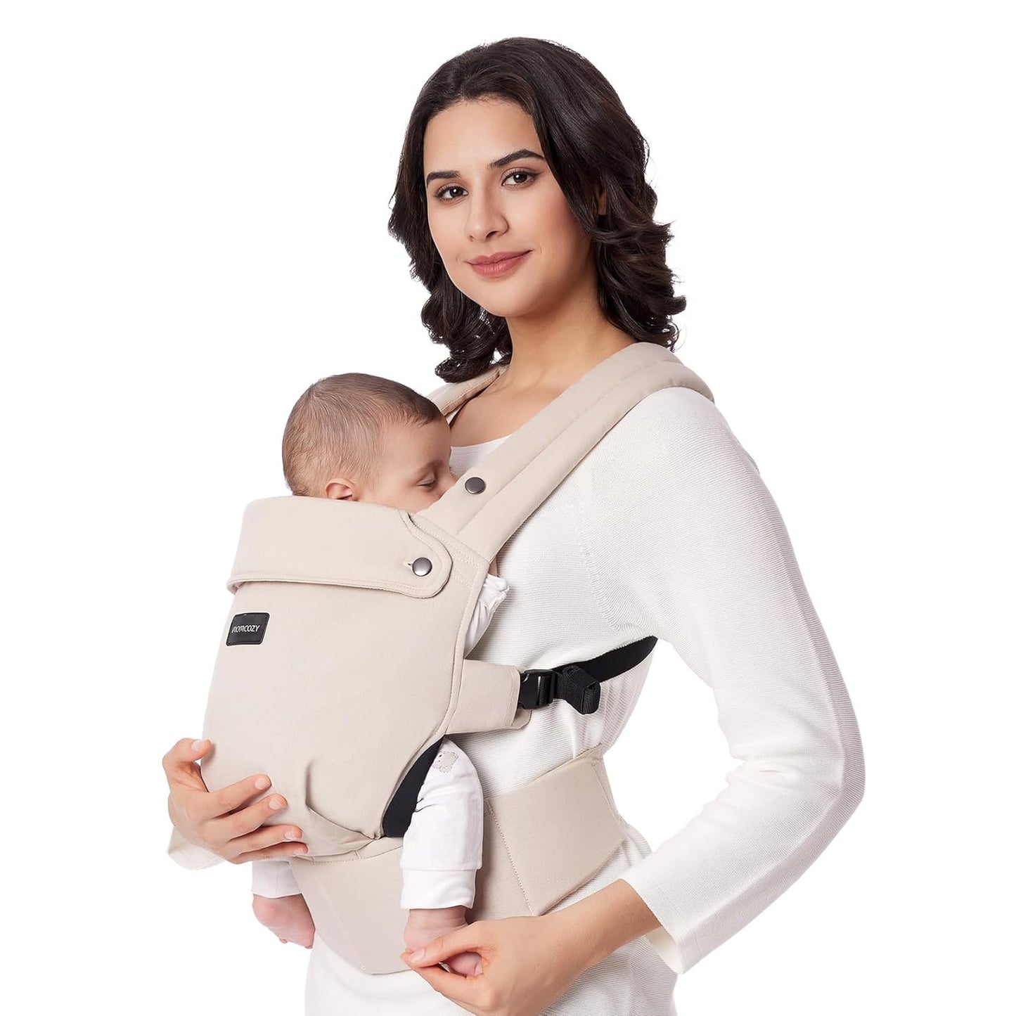 Momcozy Baby Carrier - Ergonomic, Cozy and Lightweight Carrier for 3-24 Months, Effortless to Put On, Ideal for Hands-Free Parenting, Enhanced Lumbar Support, Purehug for Infant to Toddler, Khaki