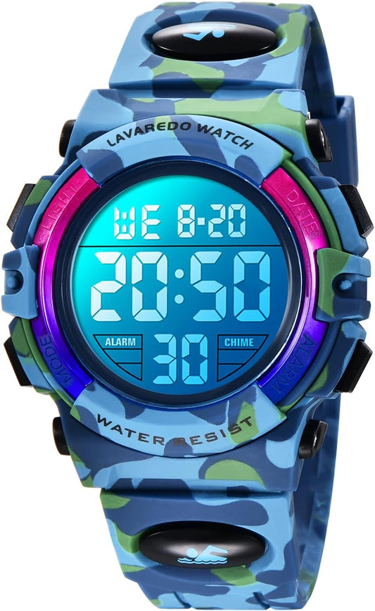 Kids Watch,Boys Watch for 3-15 Year Old Boys,Digital Sport Outdoor Multifunctional Chronograph LED 50 M Waterproof Alarm Calendar Analog Watch for Children with Silicone Band,Kids Gift