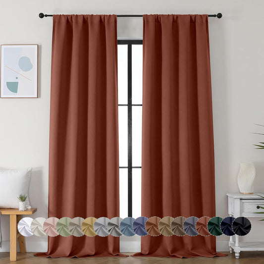 Simplebrand Ava Terracotta Blackout Curtains for Bedroom 96 Inches Long 2 Panels, Thermal Insulated, Energy Saving Living Room Window Treatment Curtains Blackout Drapes, W40 x L96 Inch, Terracotta