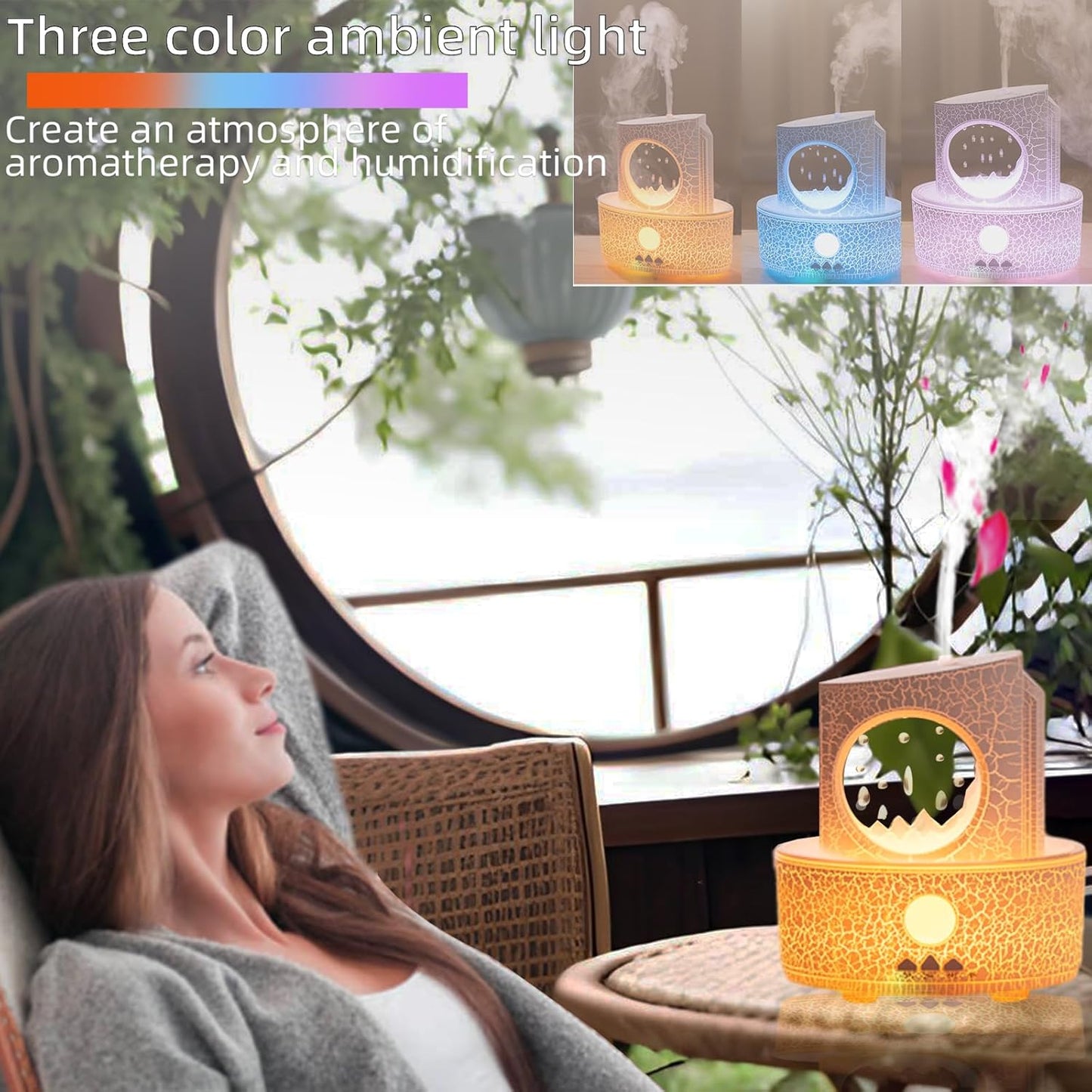 Raindrop Humidifiers for Bedroom,300ML Ultrasonic Small Humidifier, Aromatherapy Essential Oil Vaporizer, Essential Oil Diffuser with Atmosphere Light,Suitable for Bedroom, Hotel,Gym,Yoga Room