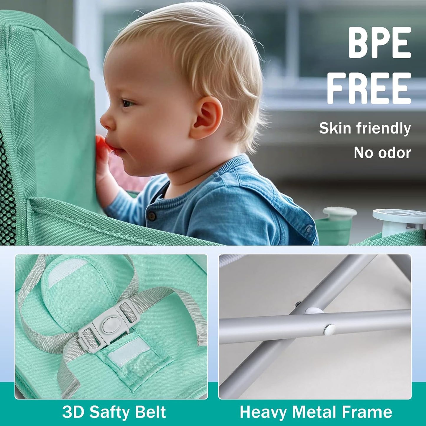 Tiny Marvels Portable 3-in-1 Baby Booster Seat – Cozy Floor Seat, Feeding Seat with Tray, Toddler Booster – Compact, Foldable, Safe with Child Safety Belt Carry Bag – Perfect for Travel & Family Time