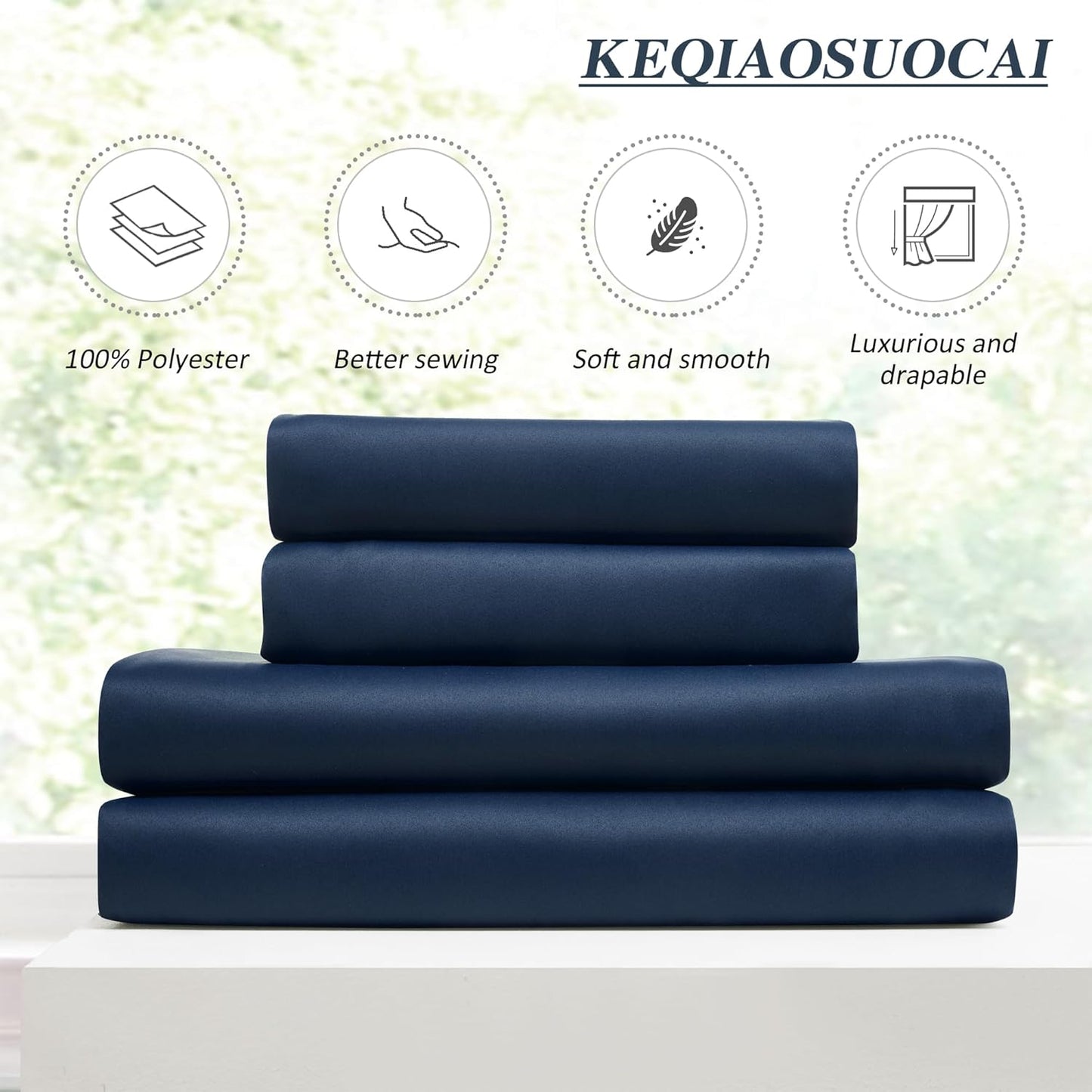 KEQIAOSUOCAI Navy Pleat Wide Width Drapes 80 x 96 inch Long 2 Panels - Thermal Insulated Room Divider Curtains for Bedroom/Living Room/Patio, Pinch Pleated Curtain Panel with Hooks