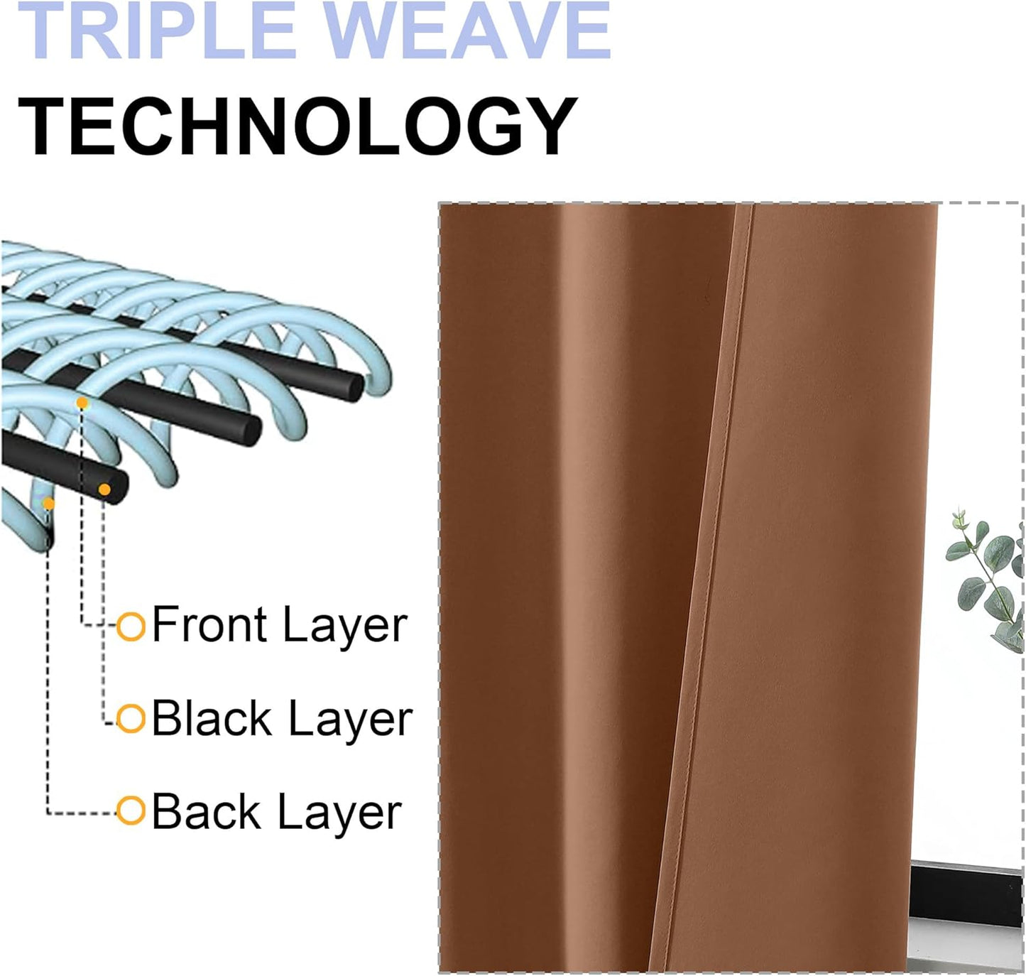 Simplebrand Ava Sun Baked Blackout Curtains for Bedroom 96 Inches Long 2 Panels, Solid Thermal Insulated, Energy Saving Living Room Window Treatment Curtains Blackout Drapes, W40 x L96 Inch, Sun Baked