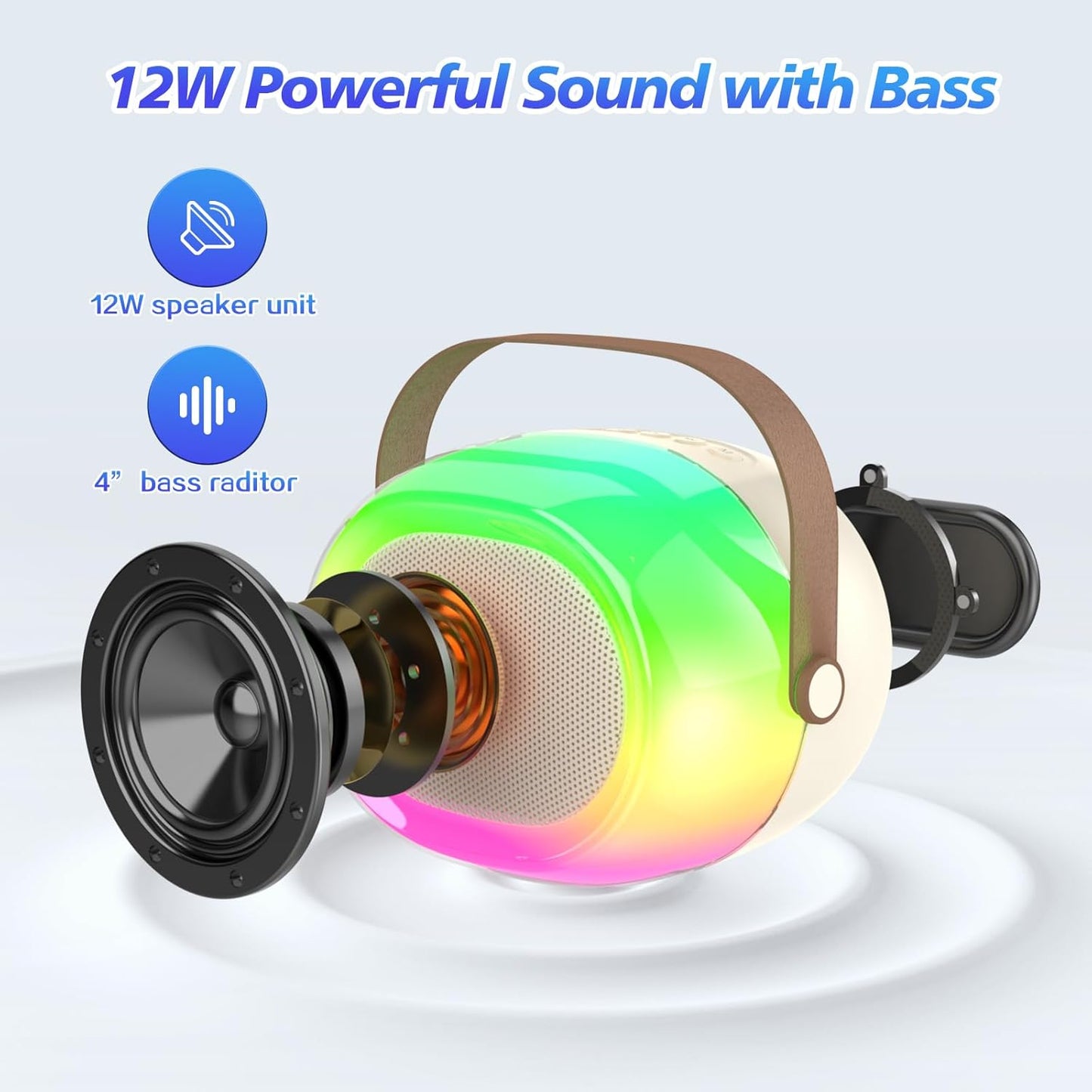 Karaoke Machine for Adults,Portable Bluetooth Speaker with Two Wireless Microphones and Dynamic Lights,Support TF/USB/AUX,Birthday Gifts for Girls/Boys//Men/Women/Family Home Party