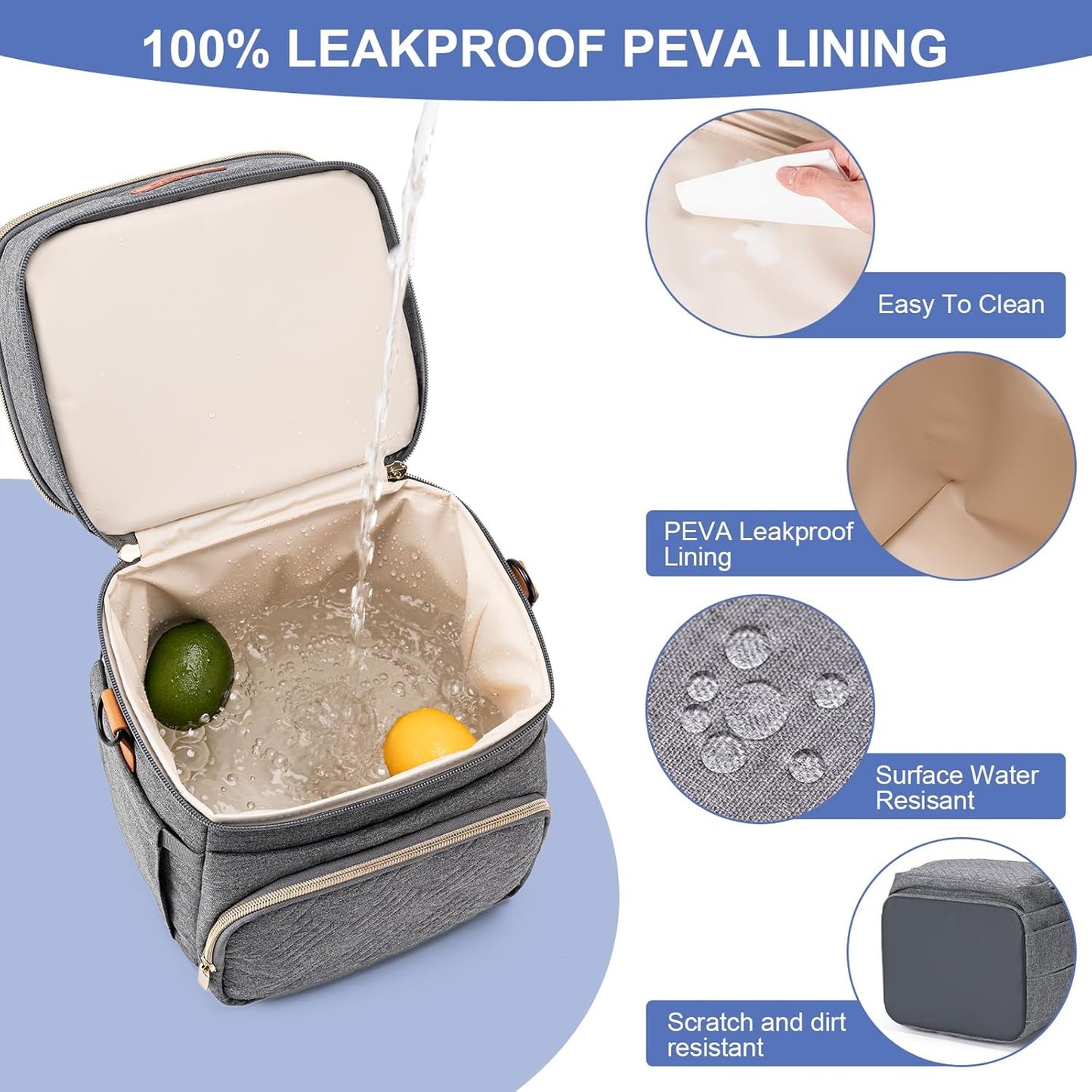 Insulated Breastmilk Cooler Bag with Ice Pack - Holds 6x9oz Bottles, Leakproof Double Layer, Baby Bottle Cooler Bag with Adjustable Strap for Nursing Moms, Daycare & Travel