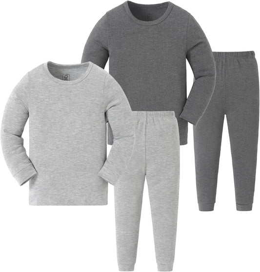 JunNeng Bamboo Viscose Pajamas for Toddler Baby, Boys Girls Solid Snug Fit Pajamas Long Sleeve Sleeper