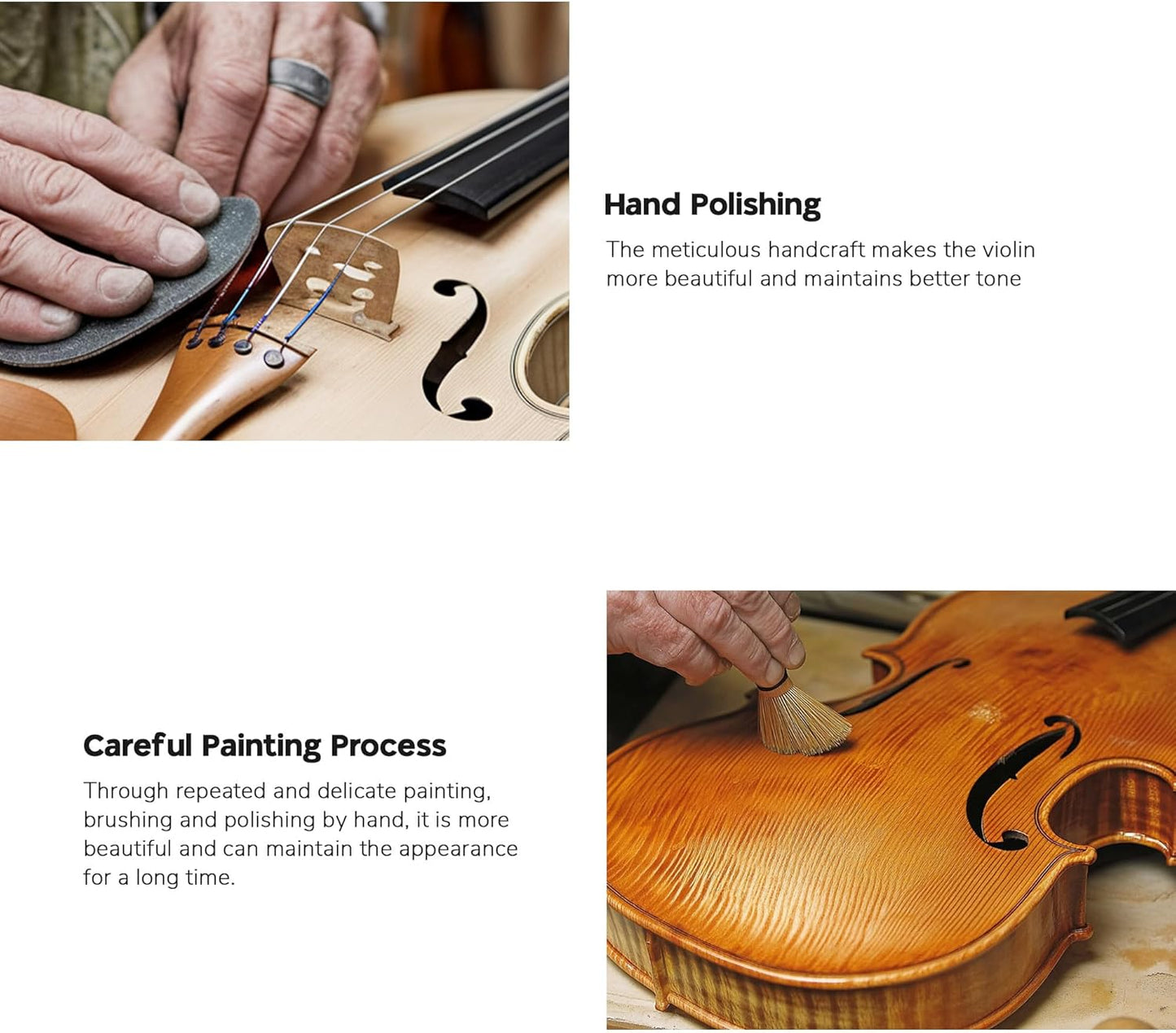 AW Solid Wood Violin 4/4 Full Set with Case & Bow Rosin Shoulder Rest Fiddle Matte Stradivari Copy Style for Beginner Student Adults Starter Kit