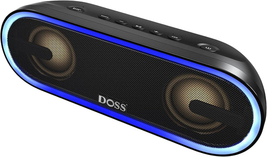 DOSS SoundBox Pro+ P300 Bluetooth Speaker with 40W Stereo Sound, Extra Bass, IPX6 Waterproof, TWS Pairing, Diverse Lights Show, 20H Playtime, Portable for Party, Camping, Beach